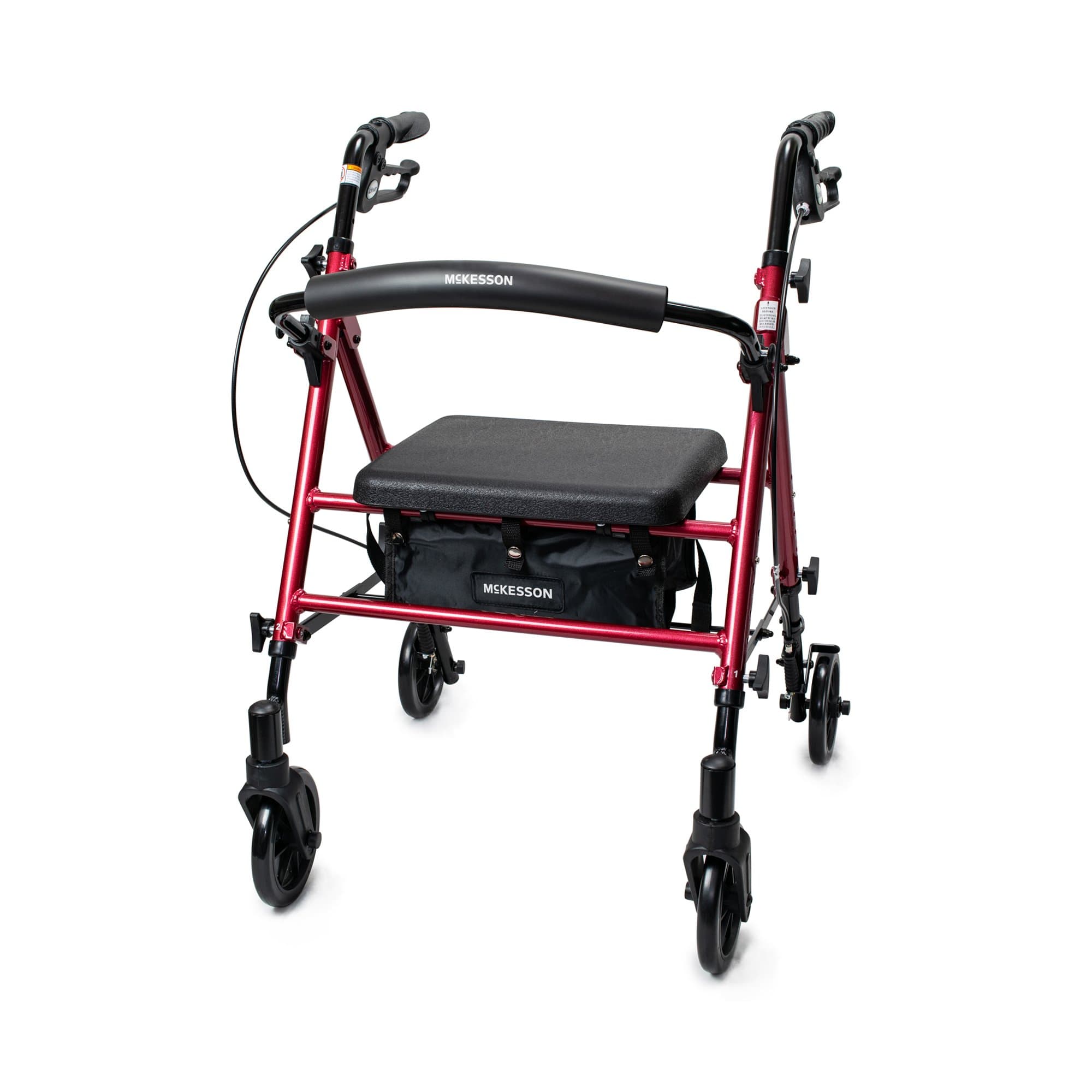 McKesson Aluminum 4 Wheel Rollator, Red