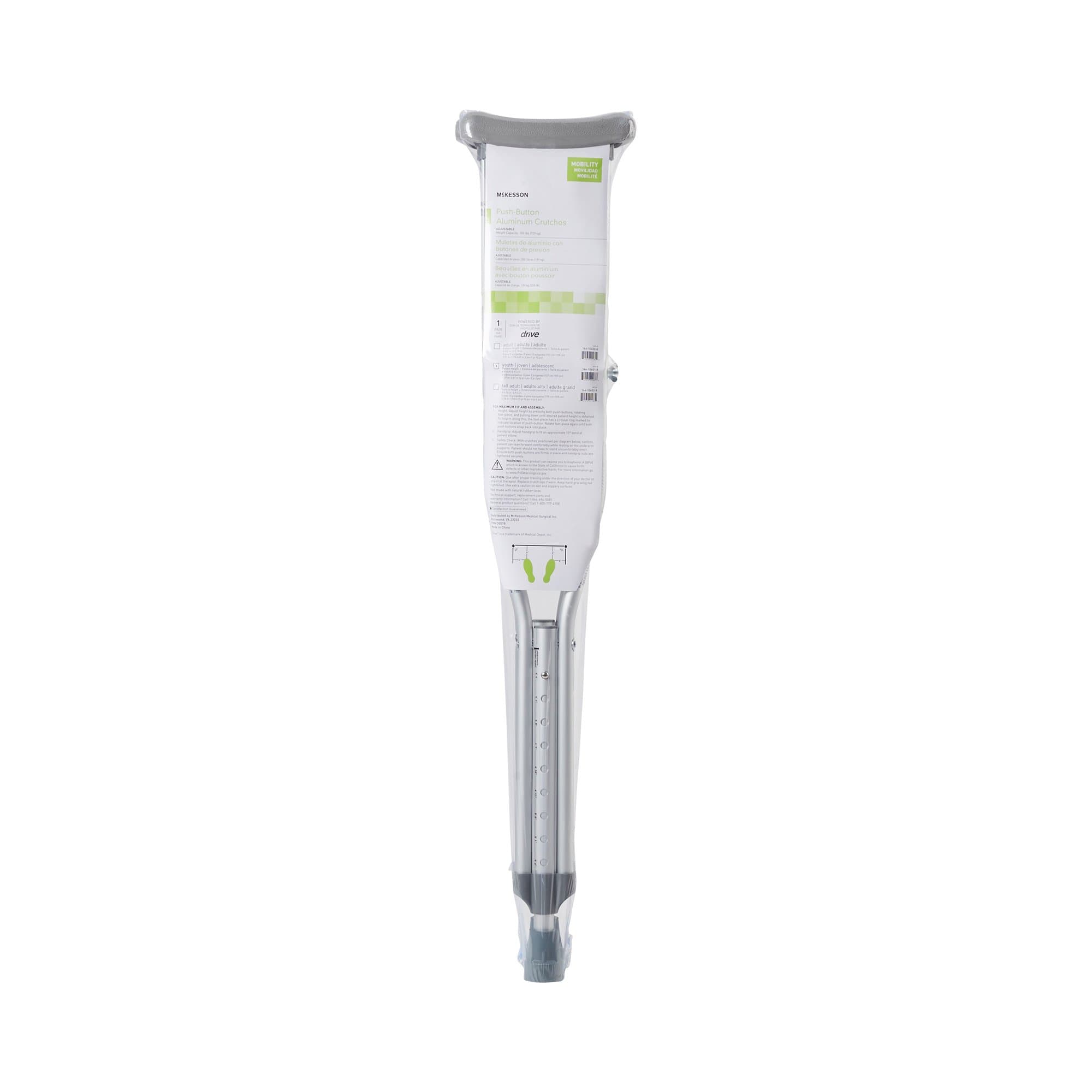 McKesson Youth Push Button Aluminum Crutches