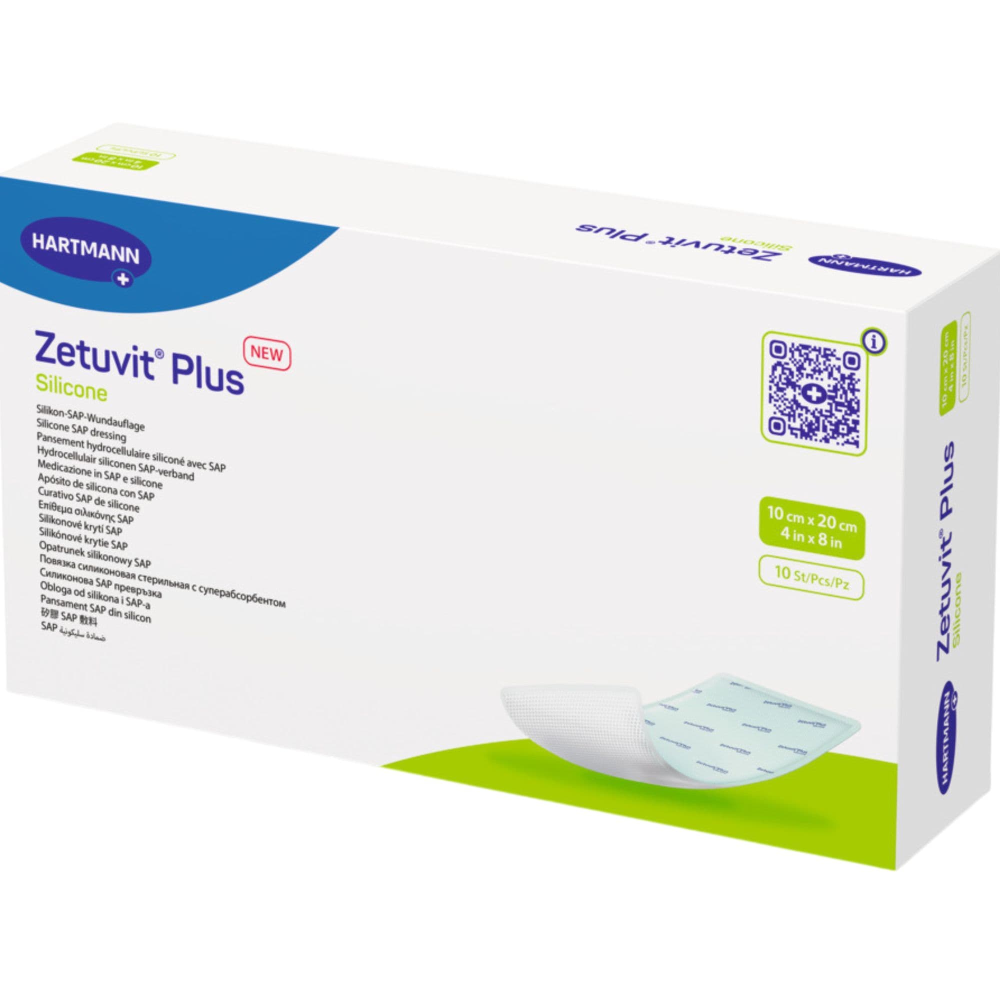 Zetuvit Plus Silicone Super Absorbent Dressing, 4 X 8"