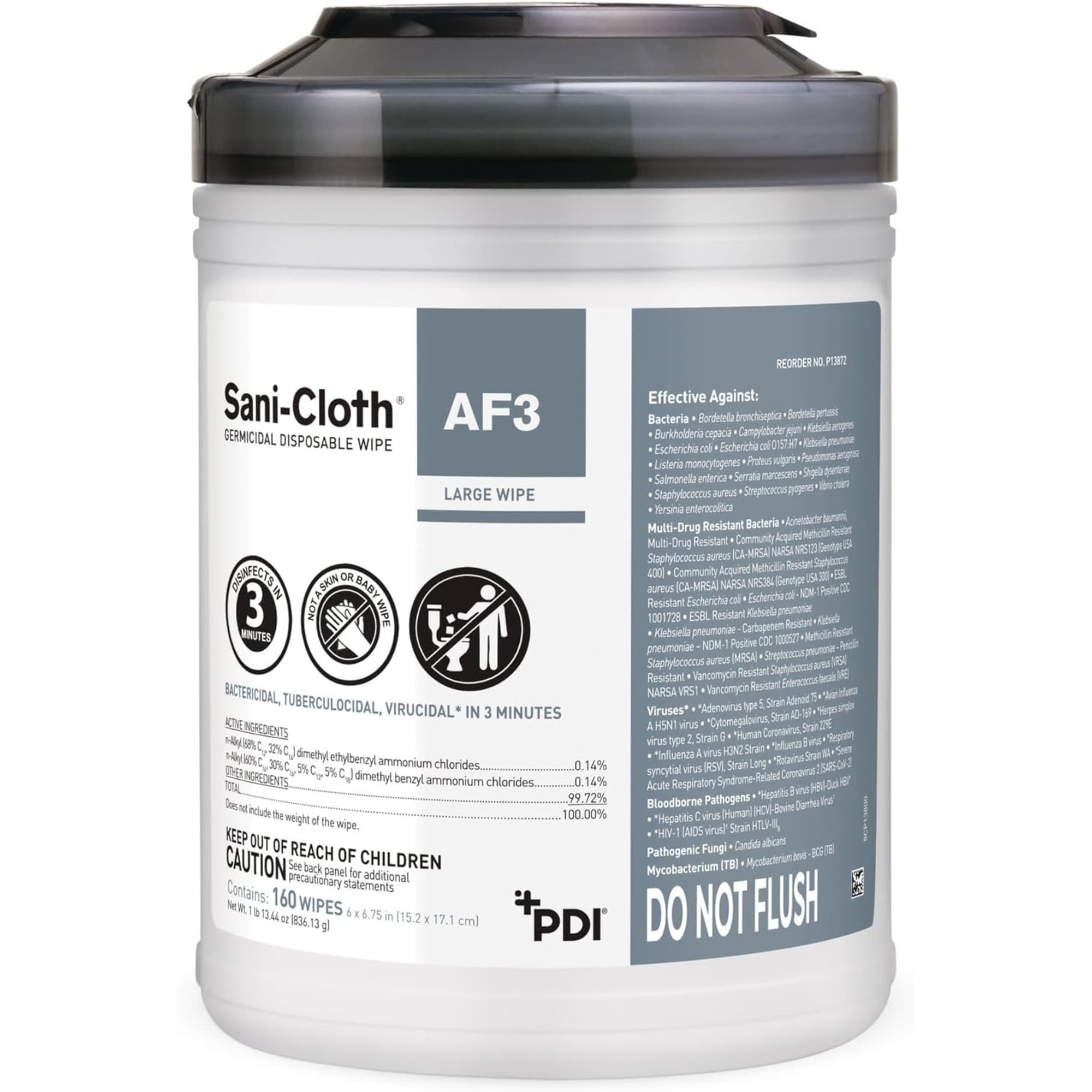 Sani-Cloth AF3 Surface Disinfectant Cleaner Wipe, 6 x 6-3/4", Large Canister