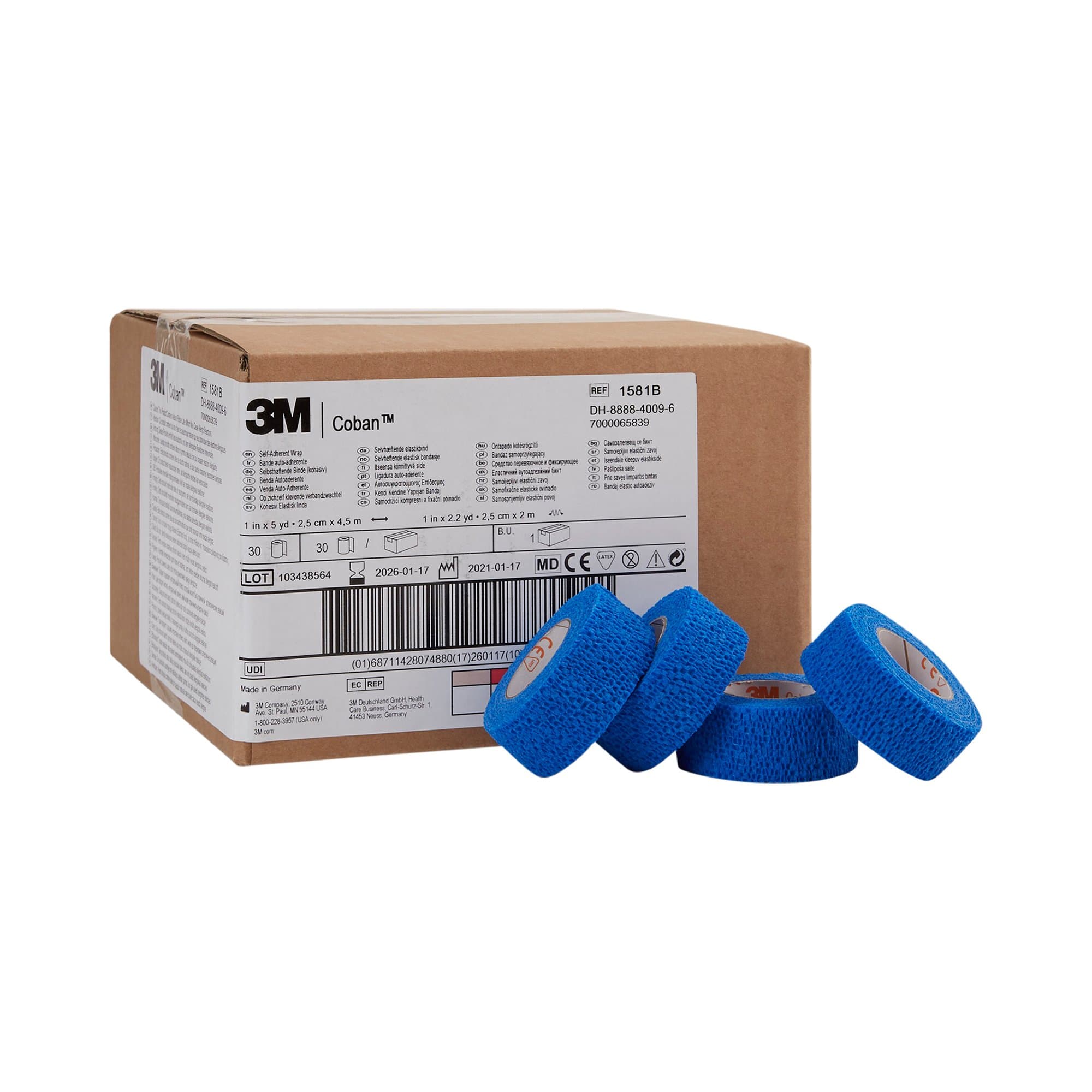 3M Coban Standard Compression Self-adherent Cohesive Bandage, 1" X 5 yd