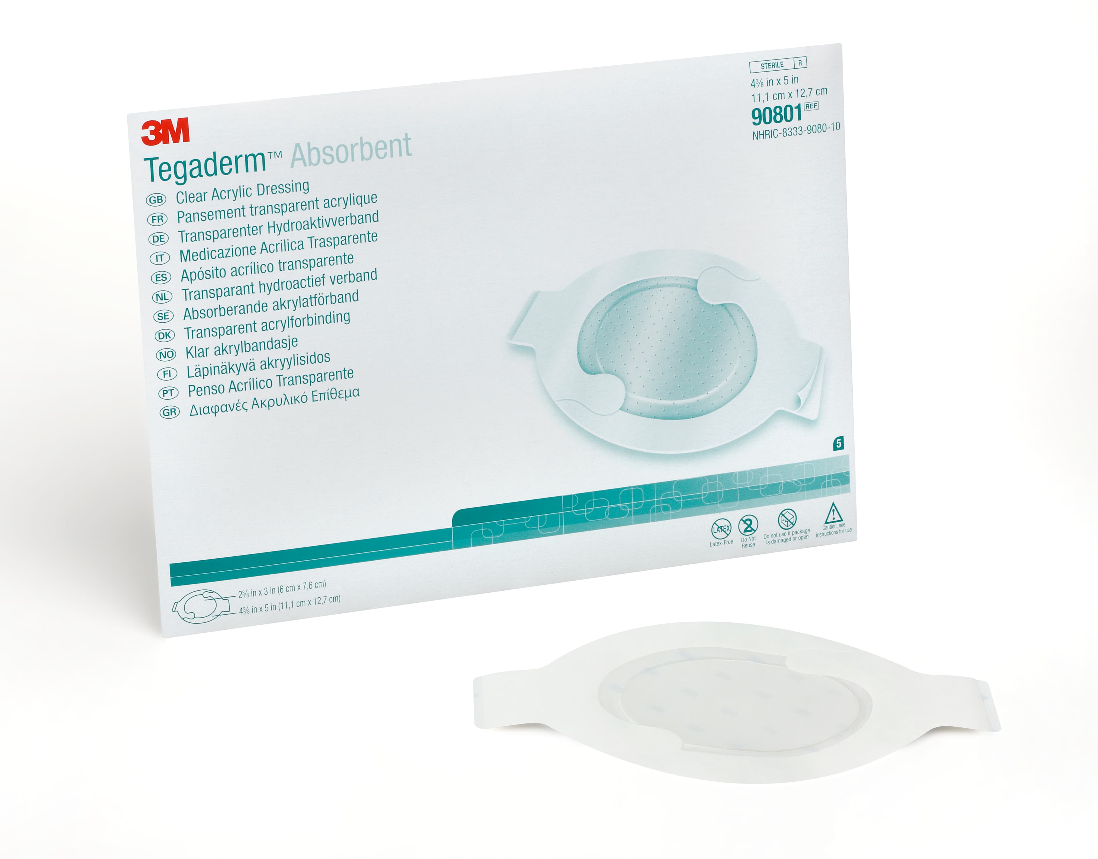 3M Tegaderm Absorbent Clear Acrylic Dressing, 4-1/2 X 5"
