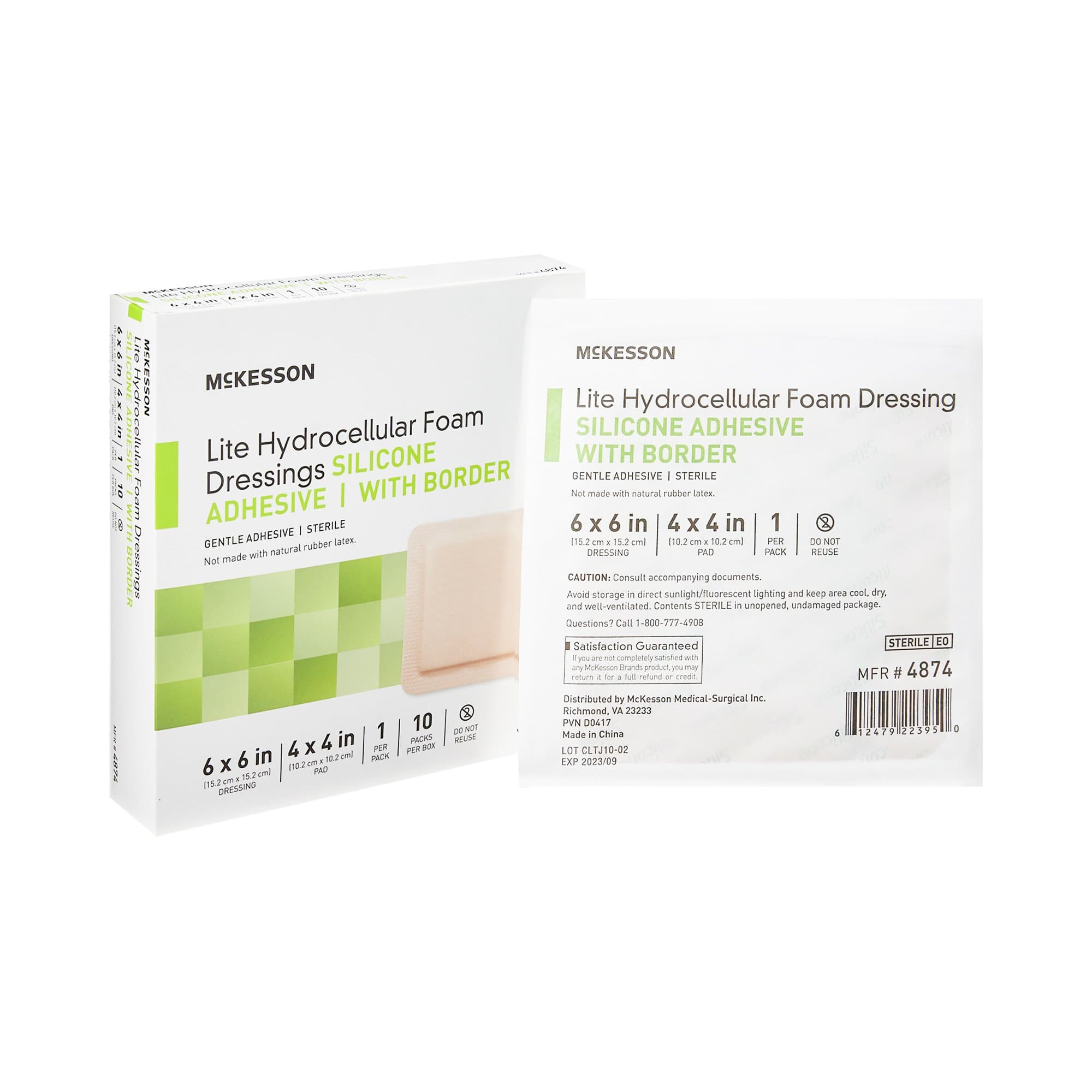 McKesson Lite Hydrocellular Foam Dressings Silicone Adhesive with Border, 6 X 6"