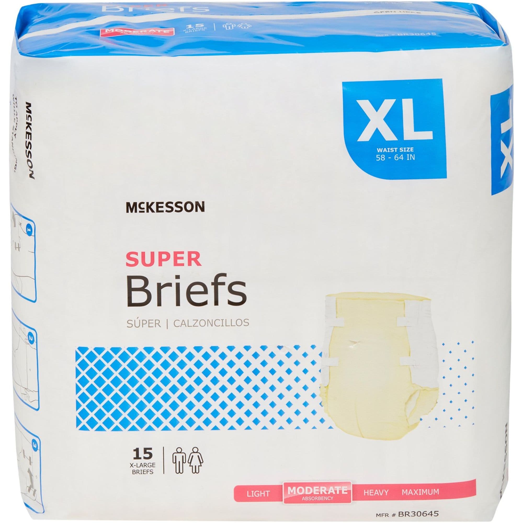 McKesson Super Brief Adult Diapers with Tabs, Moderate Absorbency
