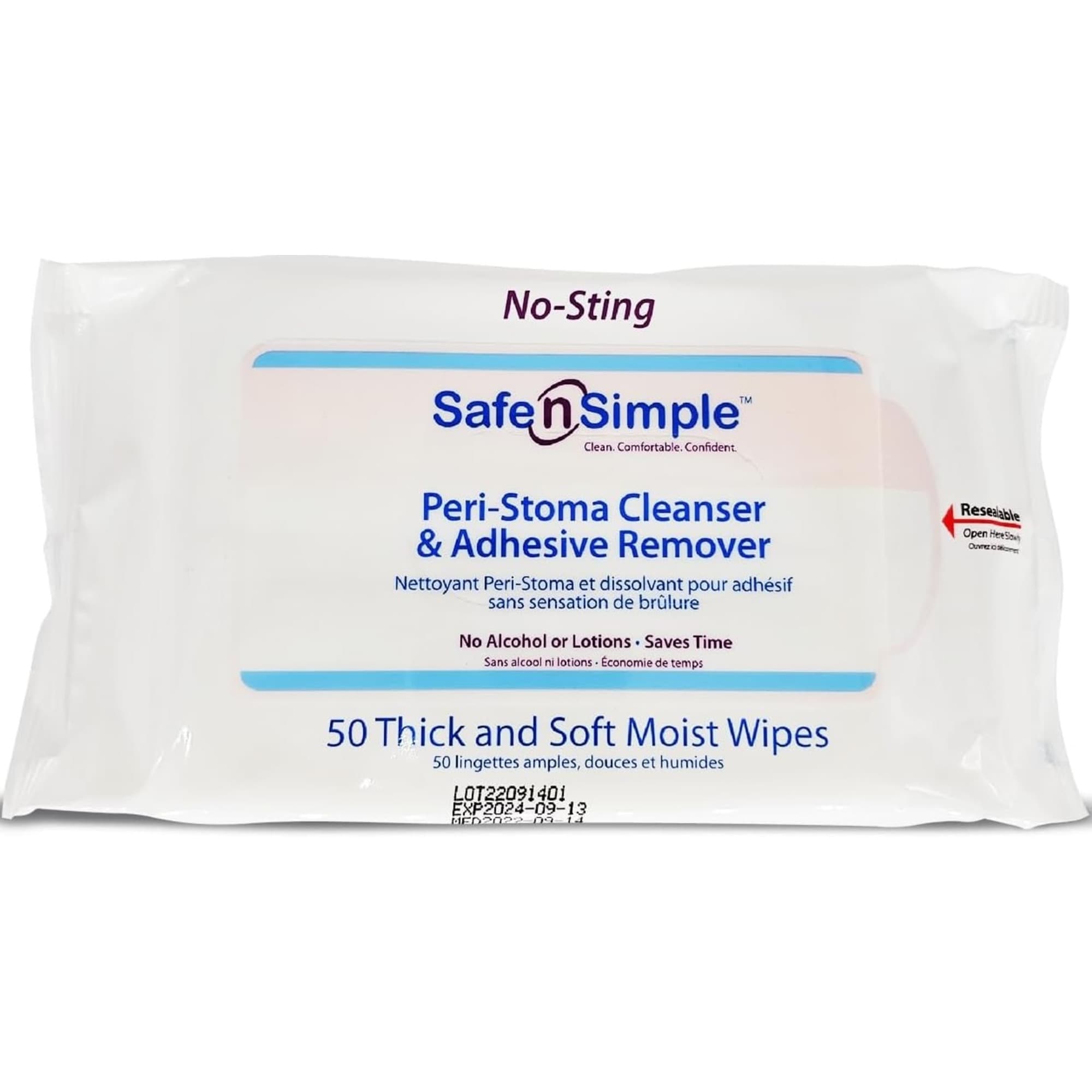 Safe n Simple Peri-Stoma Cleanser & Adhesive Remover Wipes