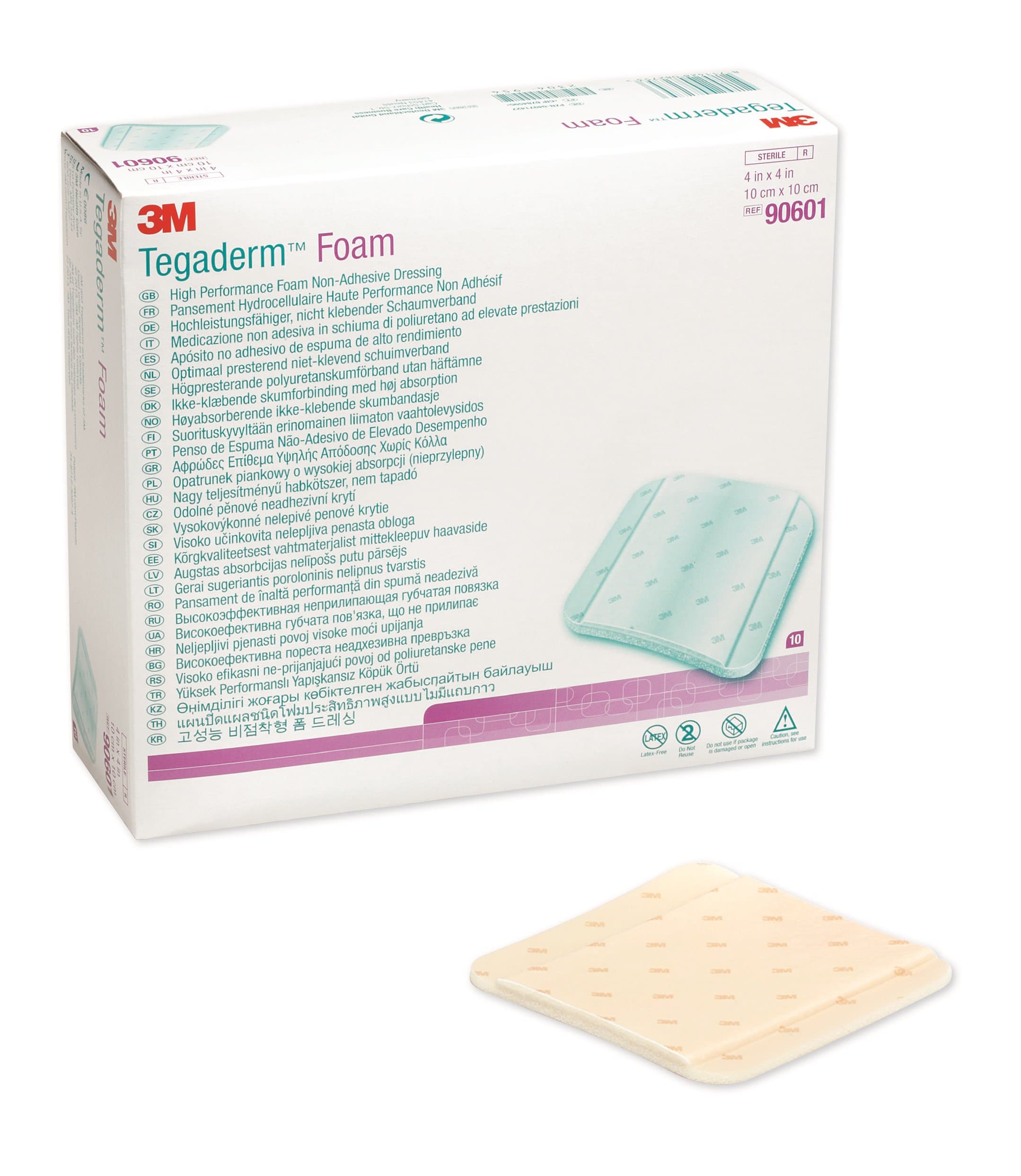 3M Tegaderm Foam High Performance Foam Non-Adhesive Dressing, 4 X 4"