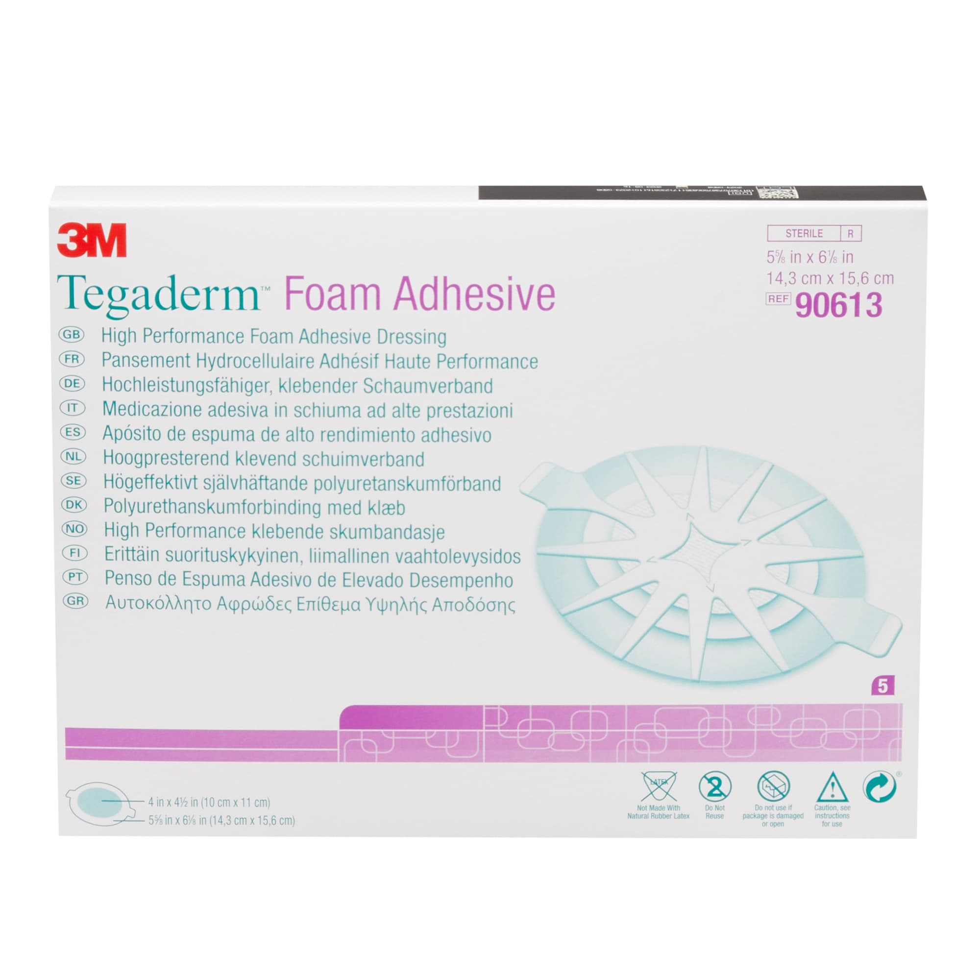 3M Tegaderm Foam Adhesive High Performance Foam Adhesive Dressing, 5-5/8 X 6-1/8"