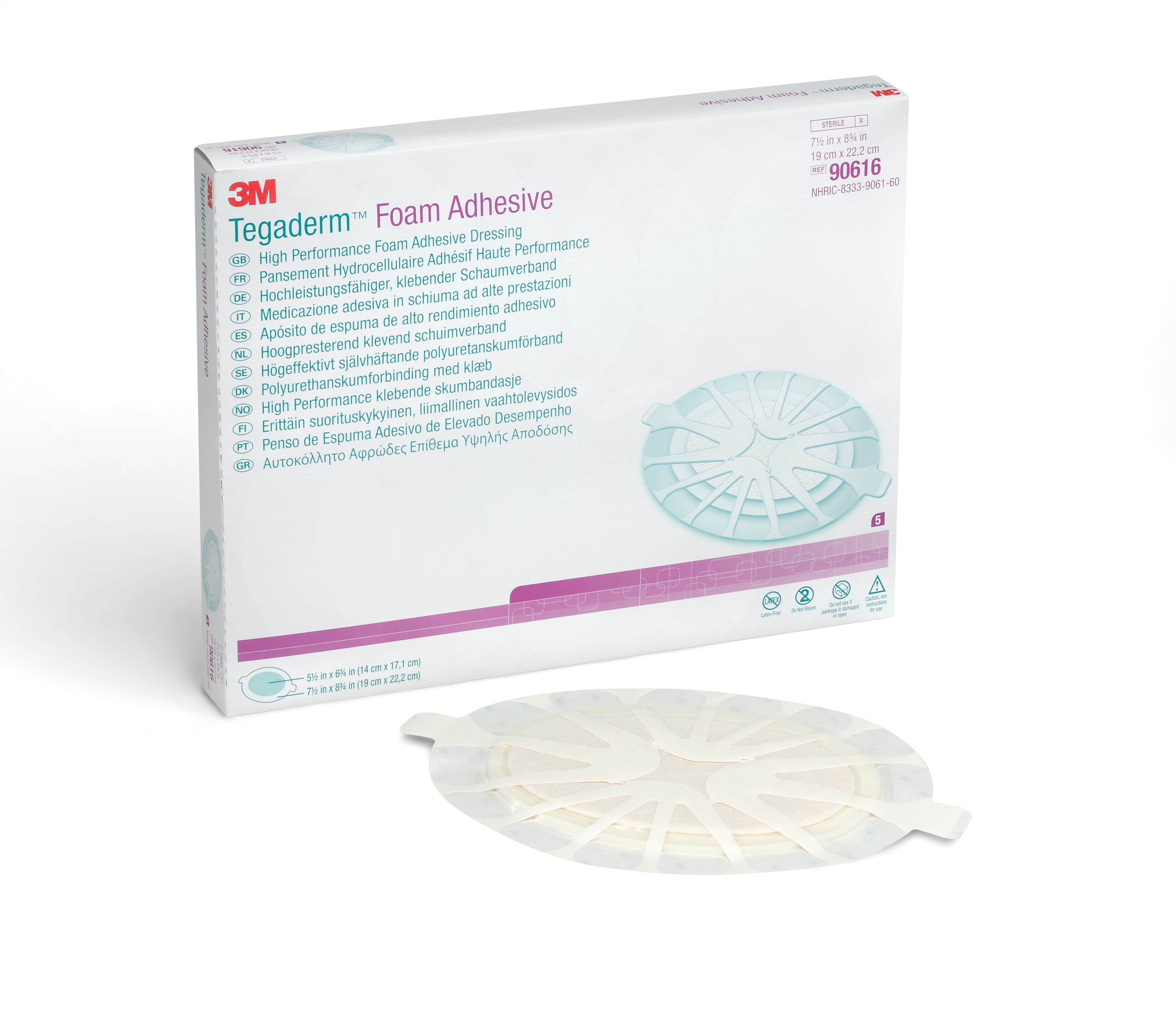 3M Tegaderm Foam Adhesive High Performance Foam Adhesive Dressing, 7.5 X 8.75"