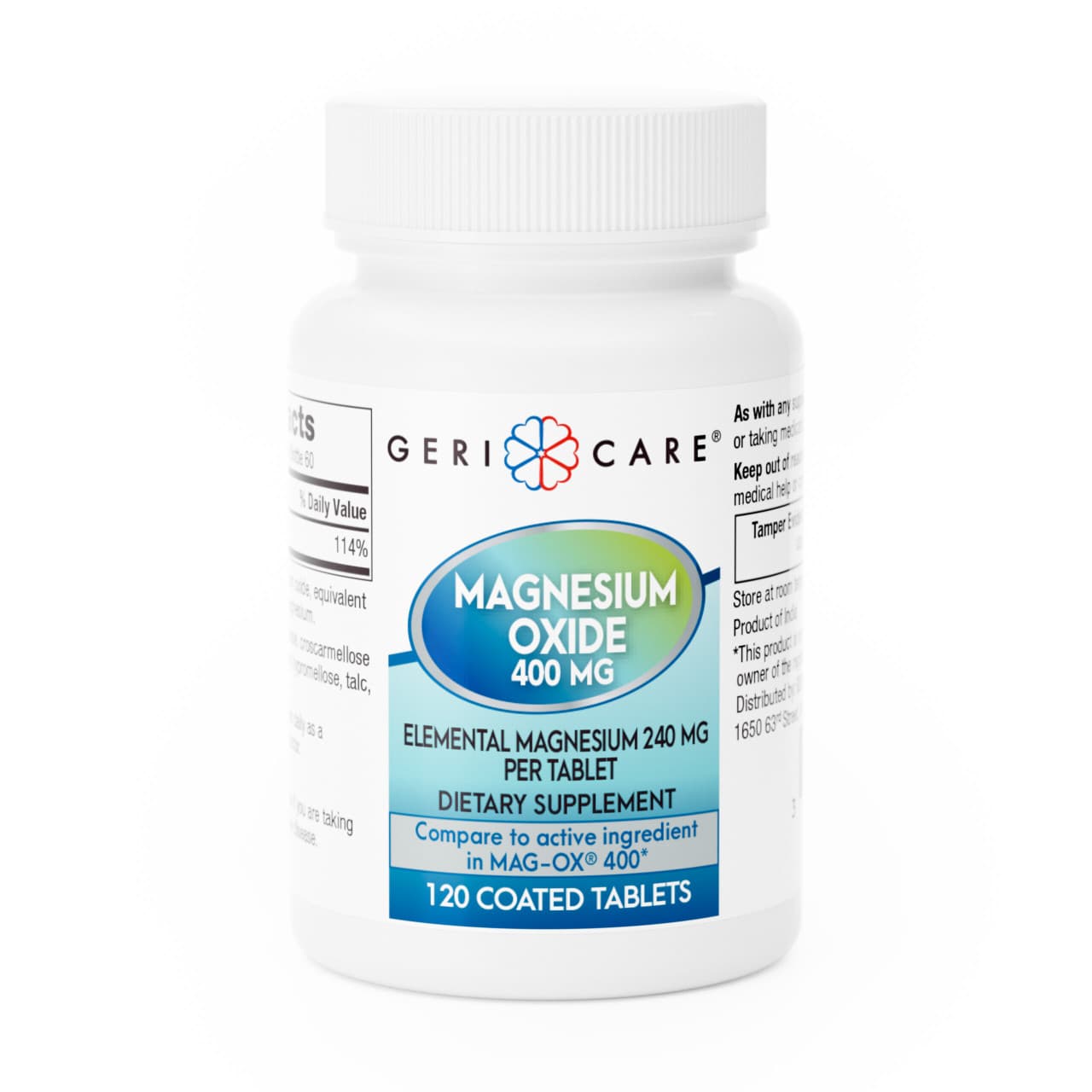 Geri-Care Magnesium Oxide Dietary Supplement, 400 mg, 120 Tablets