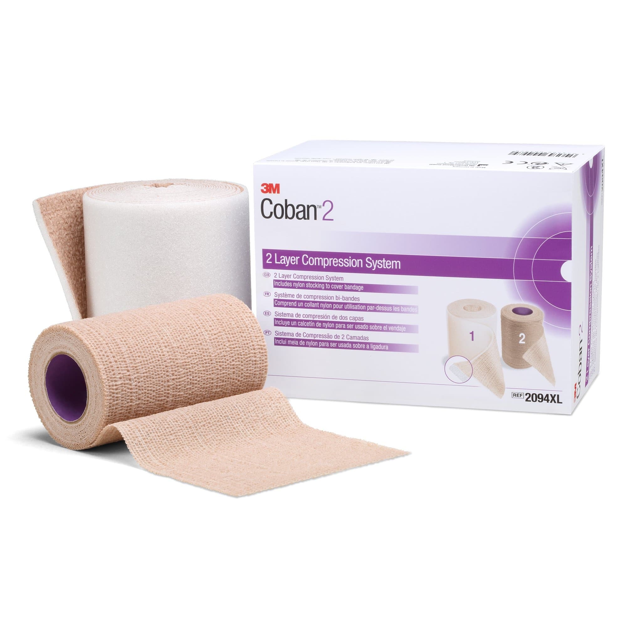 3M Coban 2 Two Layer Compression System, 4" X 3.8"/4" X 6.3', 35-40 mmHg