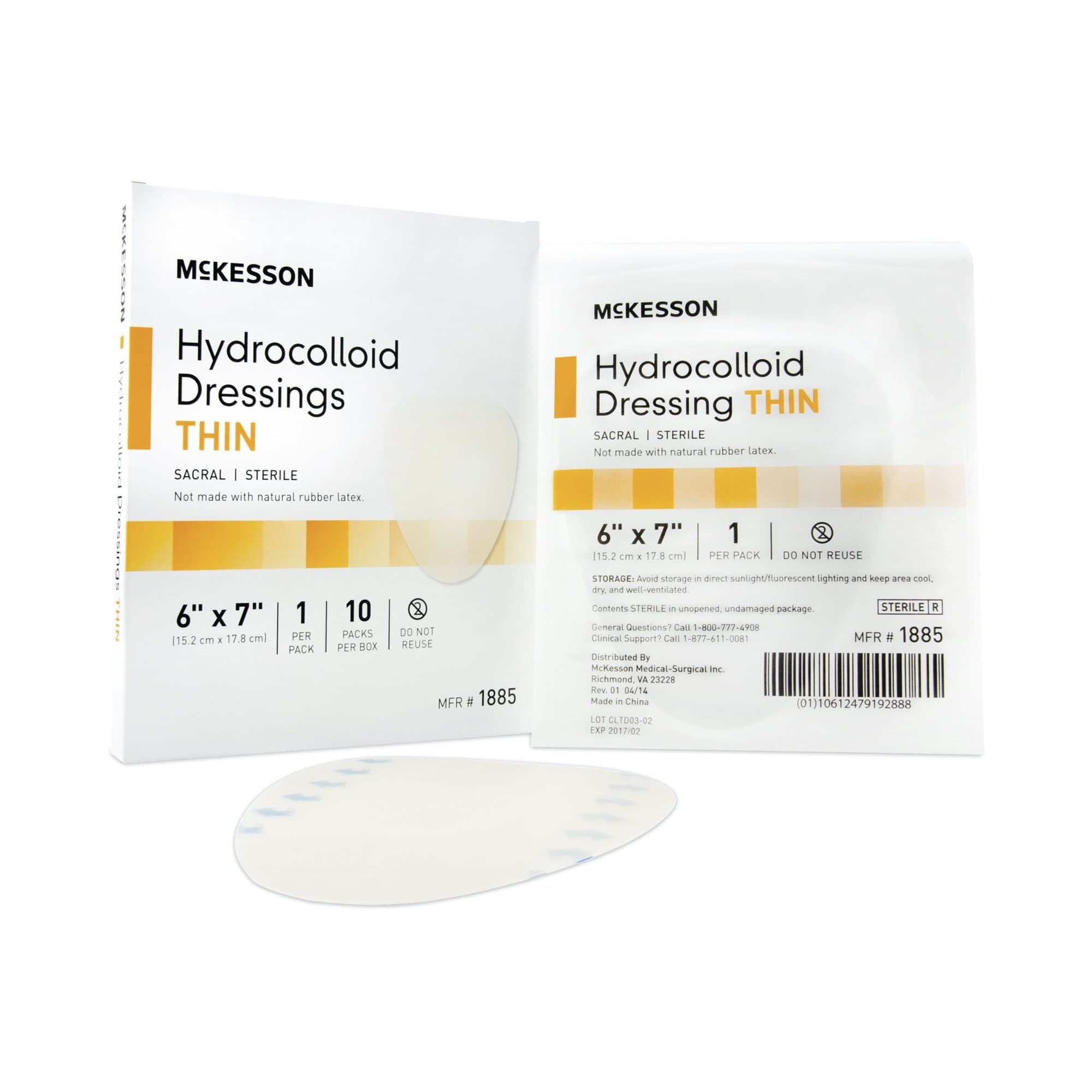 McKesson Thin Hydrocolloid Dressing, 6 X 7"