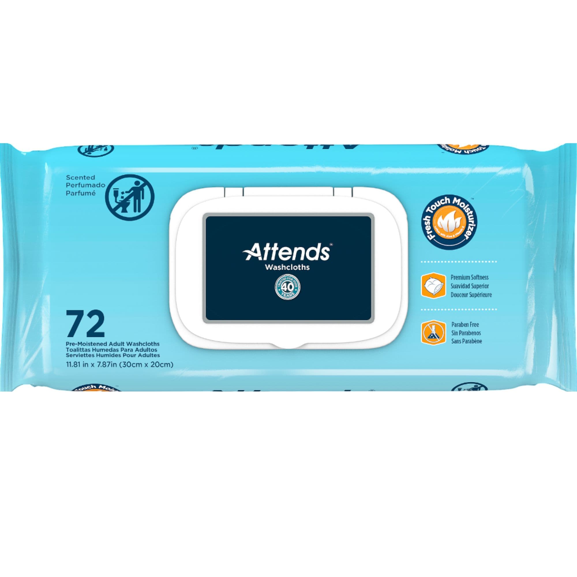 Attends Incontinence Washcloths, Scented