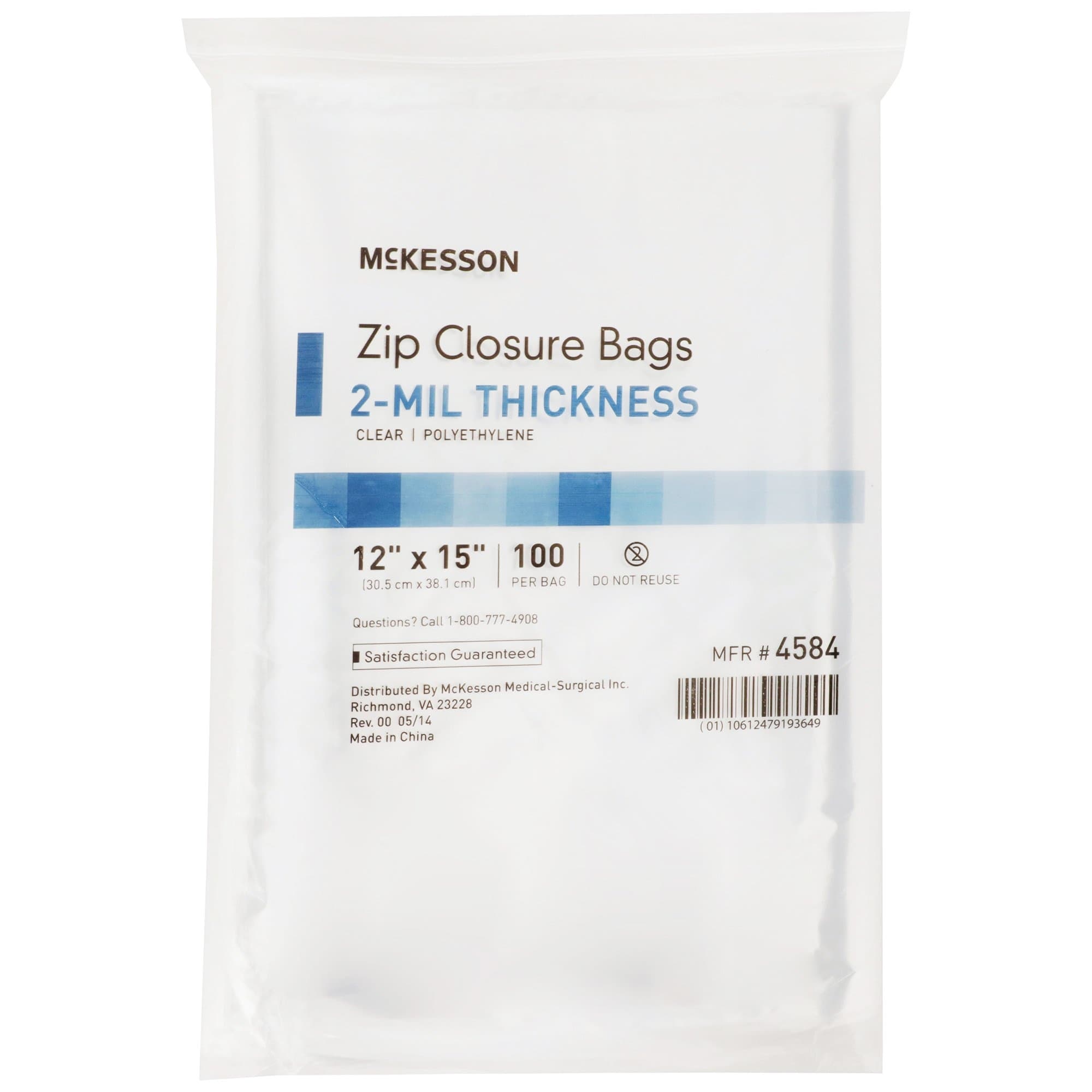 McKesson Clear Zip Closure Bags