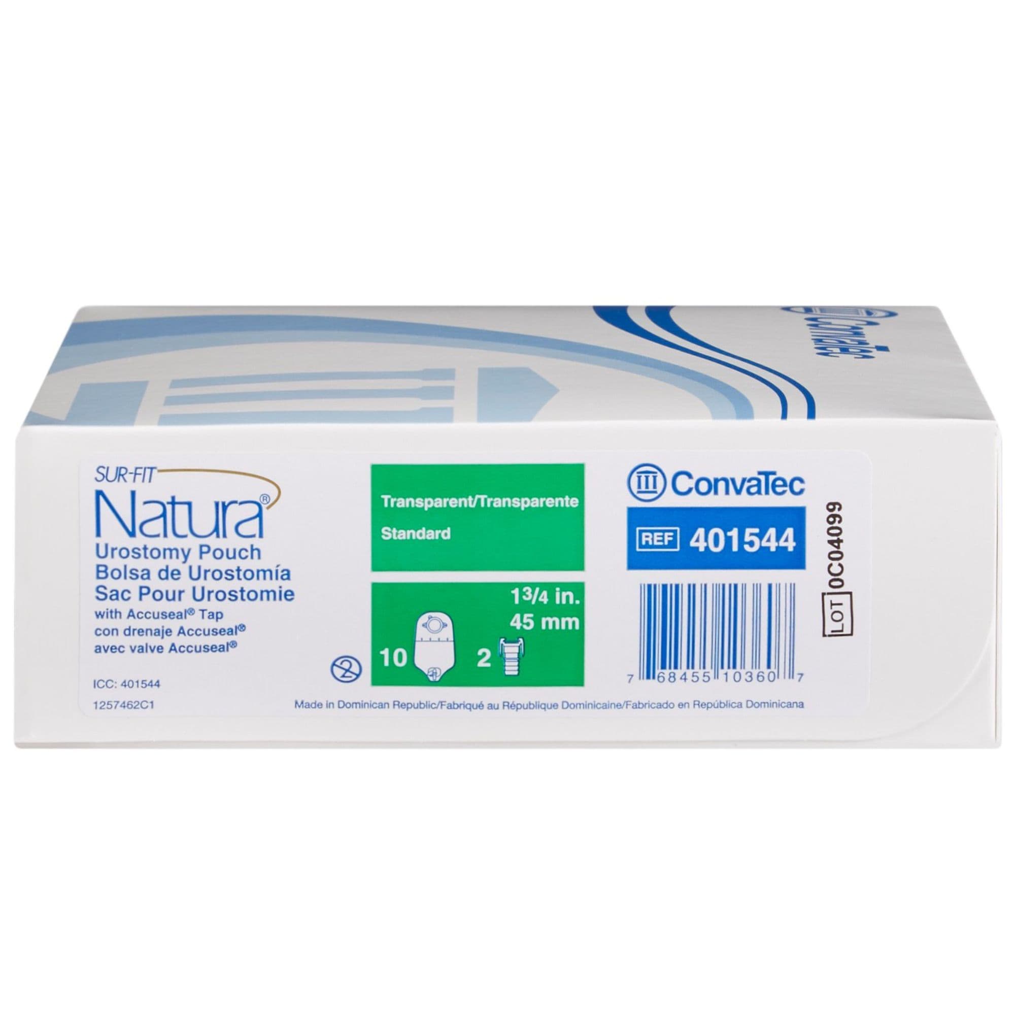 Sur-Fit Natura Two-Piece Drainable Transparent Urostomy Pouch, 10", 1.75" Flange