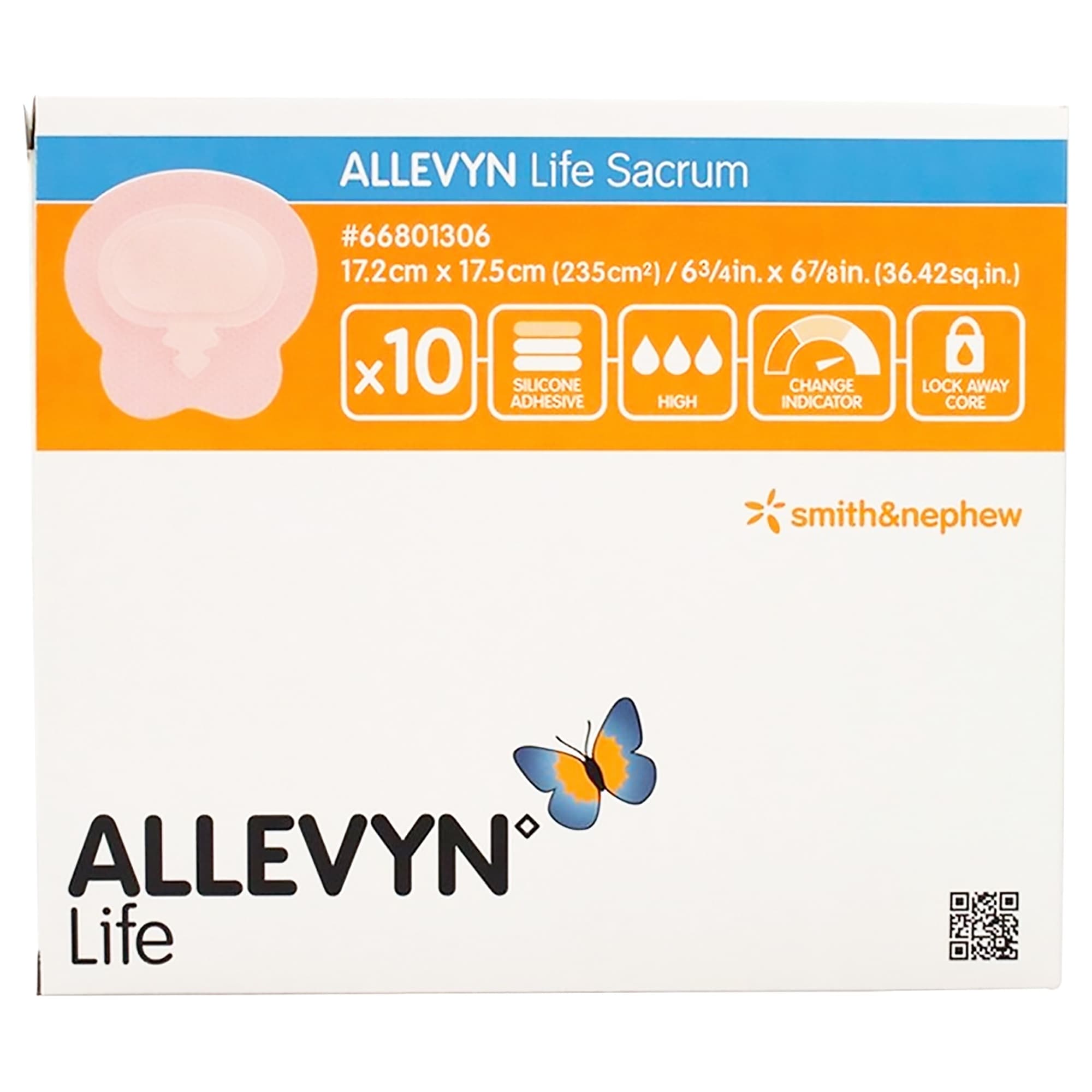 Allevyn Life Silicone Adhesive with Border Silicone Foam Dressing, 6-3/4" x 6-7/8"