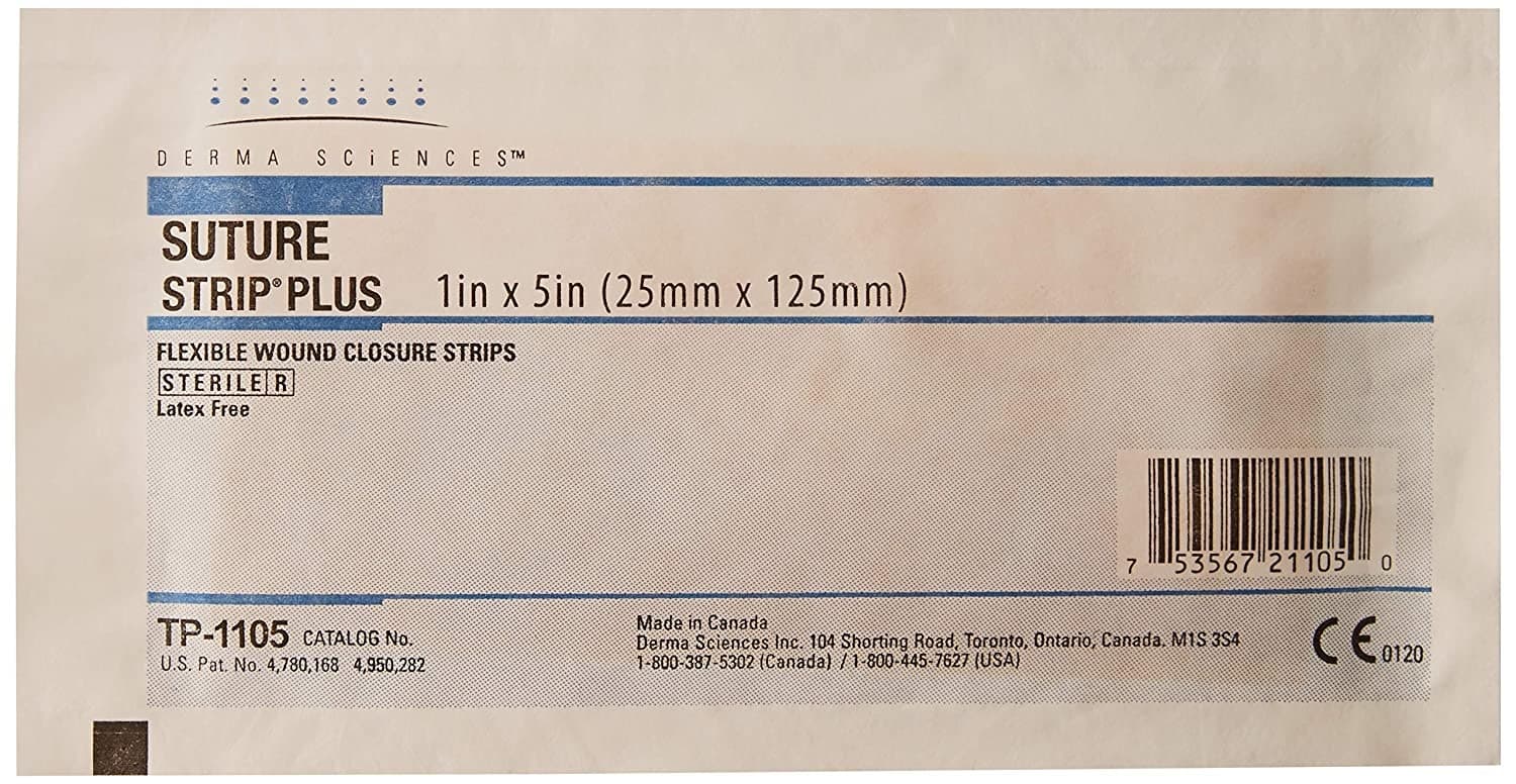 Derma Sciences Suture Strip Plus Flexible Wound Closure Strips. 1 X 5"