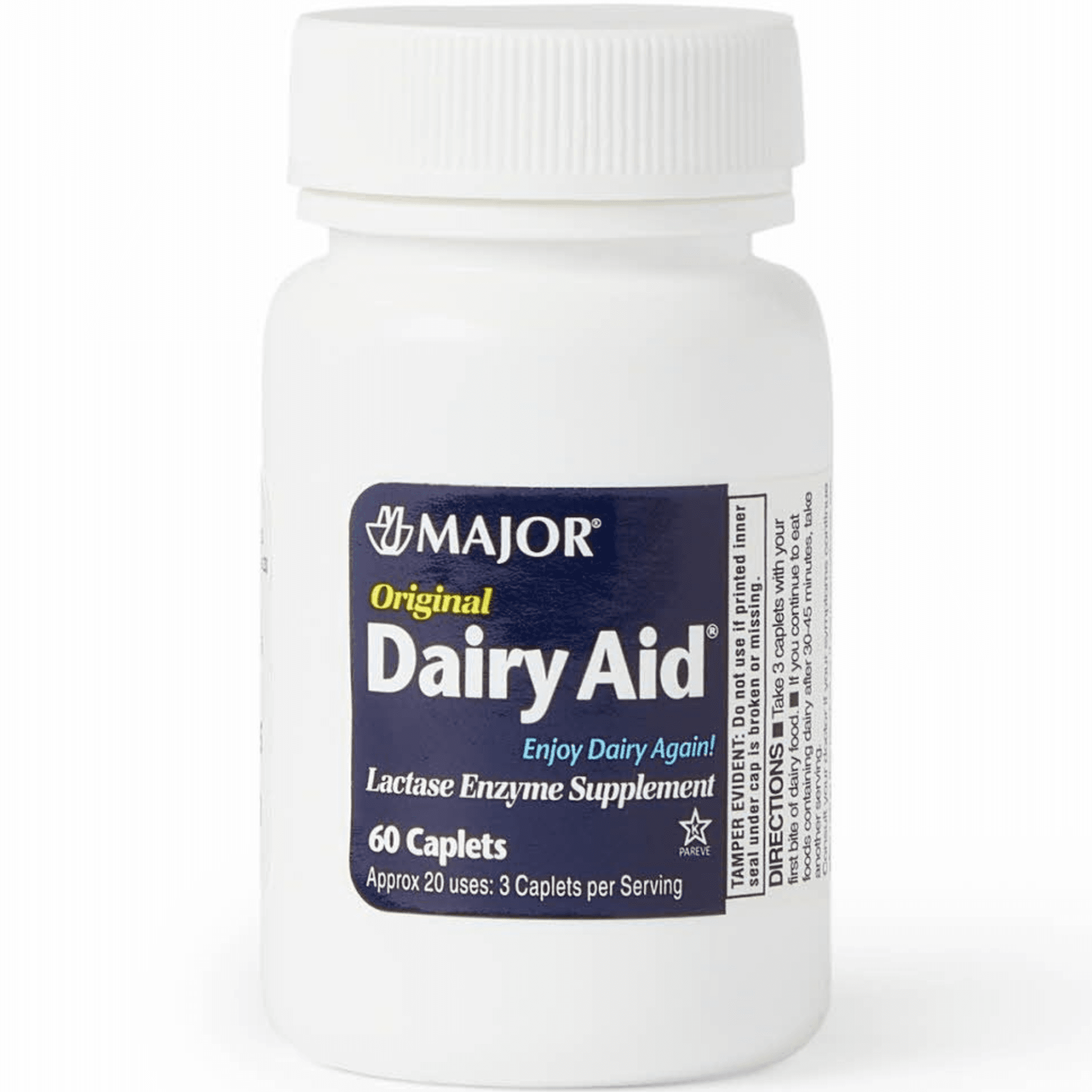 Major Dairy Aid Original Strength Lactase Enzyme Supplement, 3000 IU, 60 Caplets