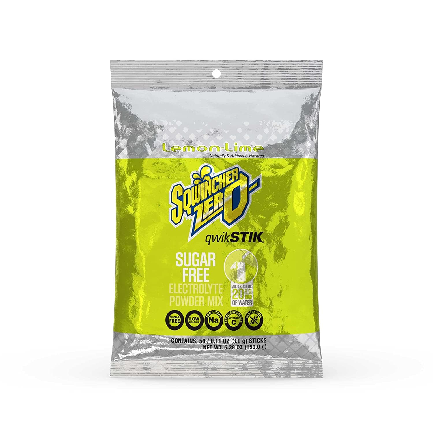 Sqwincher Zero Quik Stik Electrolyte Replenishment Drink Mix, Lemon-Lime, 11 oz.