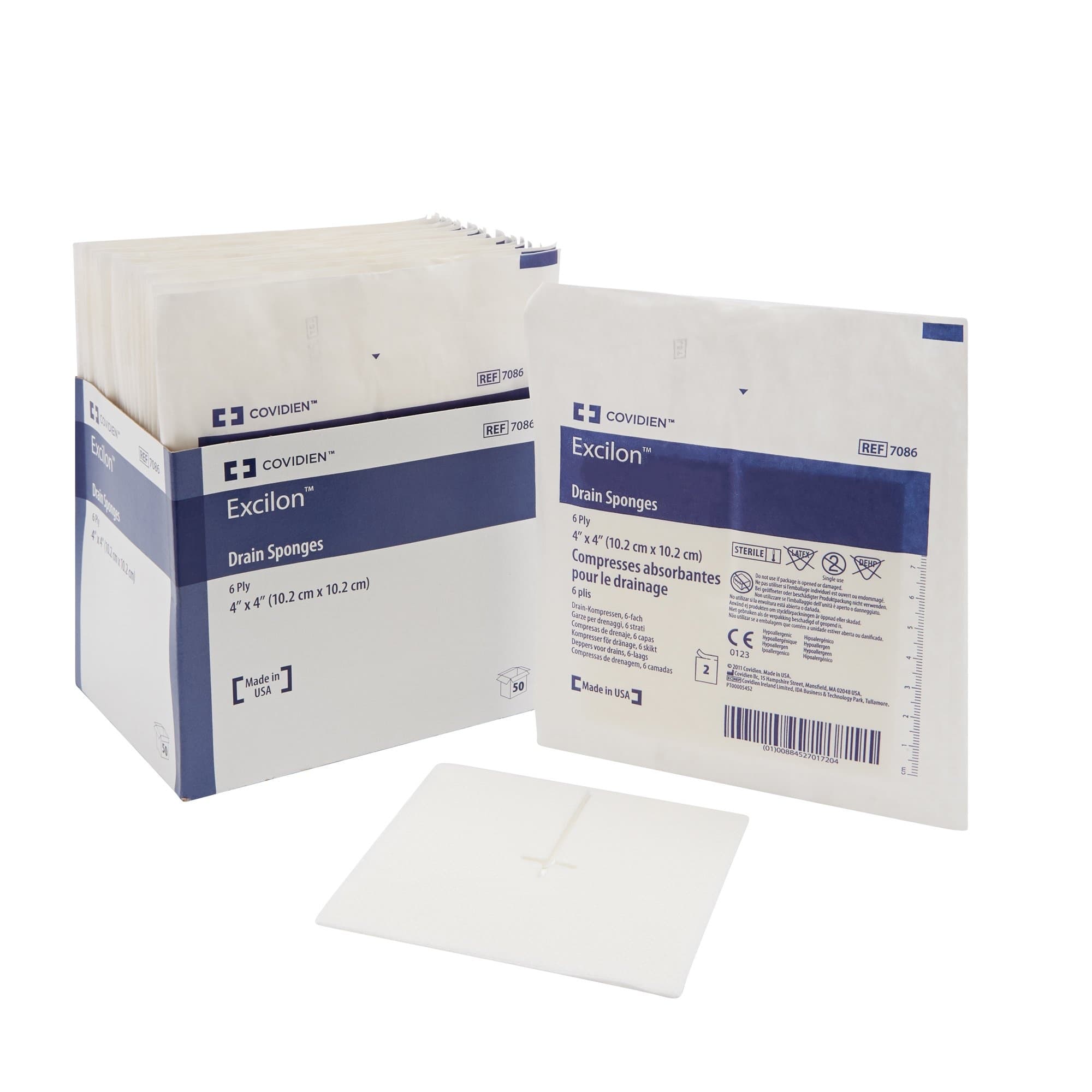 Cardinal Excilon Drain Sponges, 4 X 4"