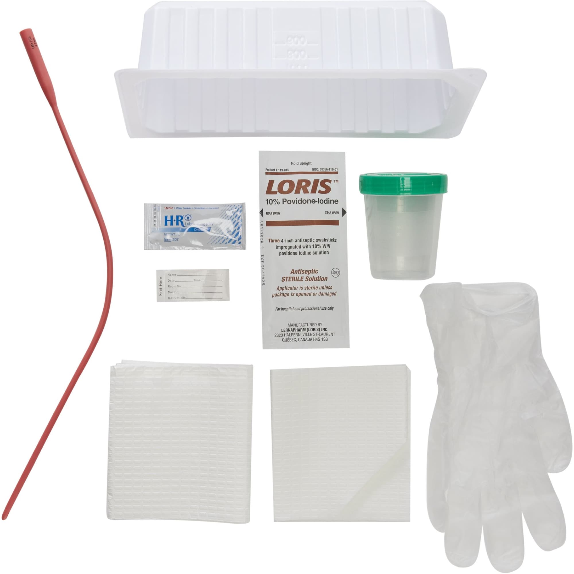 McKesson Urethral Intermittent Catheter Tray, Without Balloon, 14 Fr. Rubber Catheter