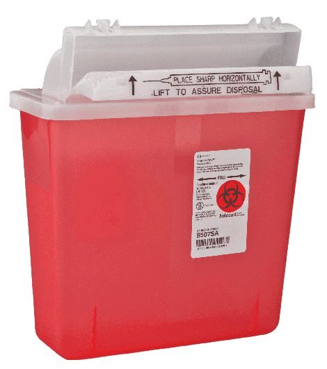 Cardinal Health SharpStar In-Room Sharps Container, Counter-Balanced Lid, 5 Quart
