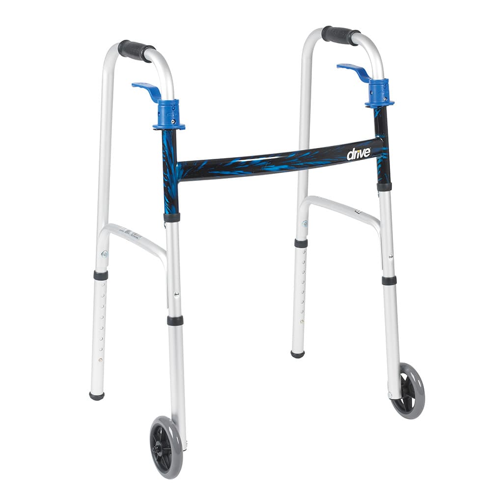 Drive Deluxe Trigger Release Folding Walker, 5" Wheels