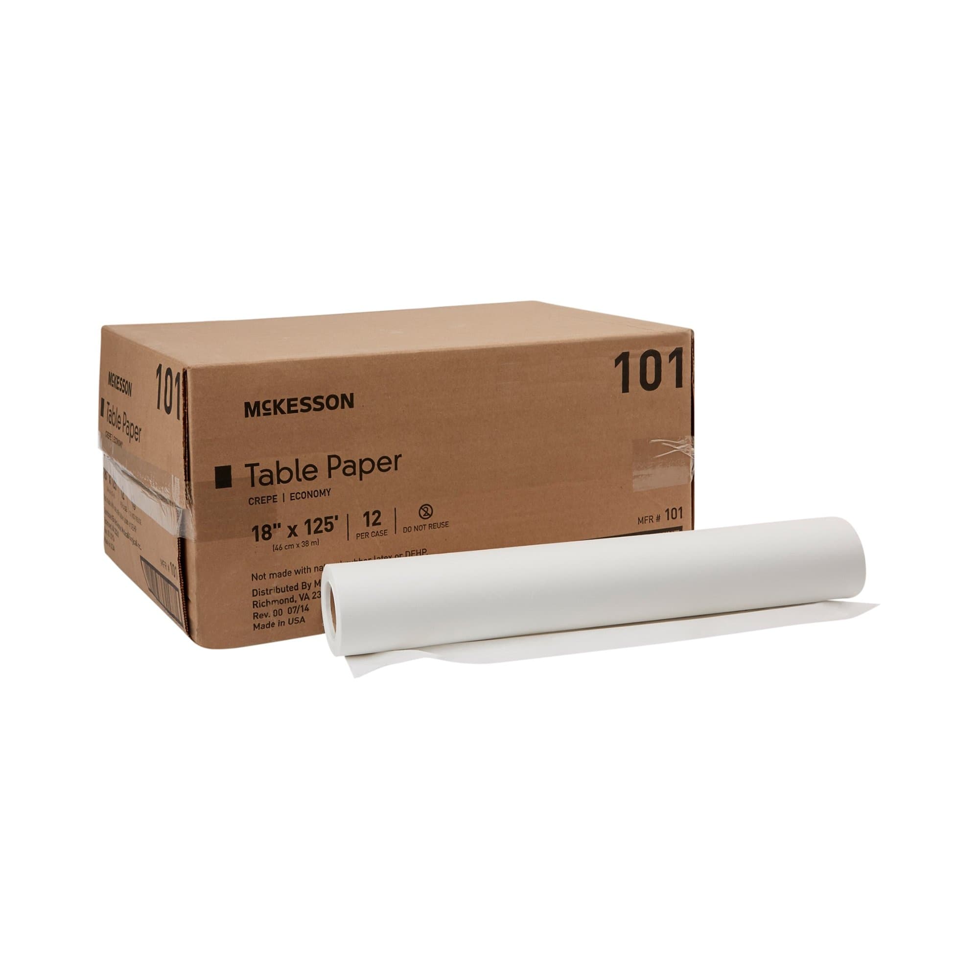 McKesson Crepe Table Paper, 18" X 125ft.