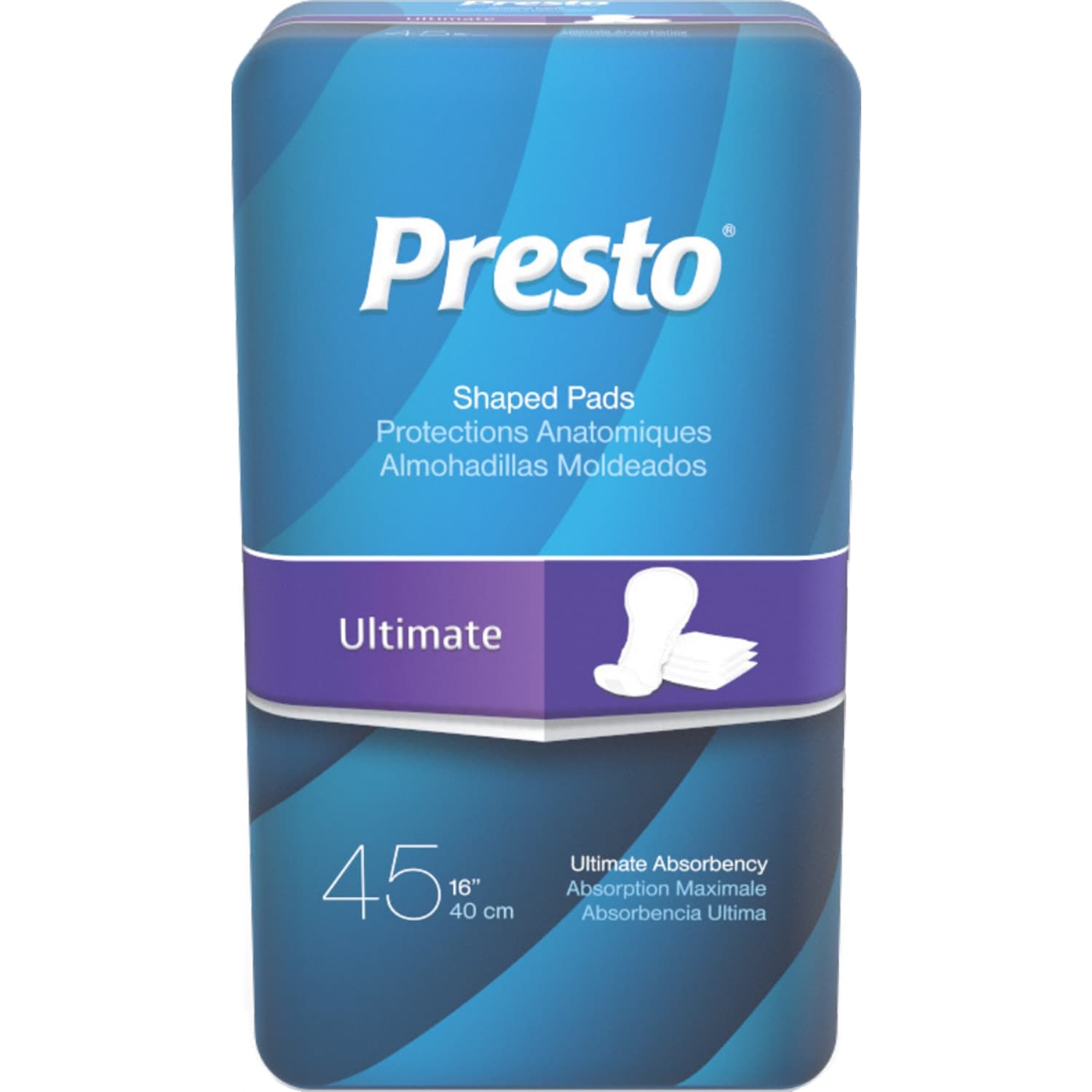 Presto Shaped Incontinence Pads, Ultimate Absorbency