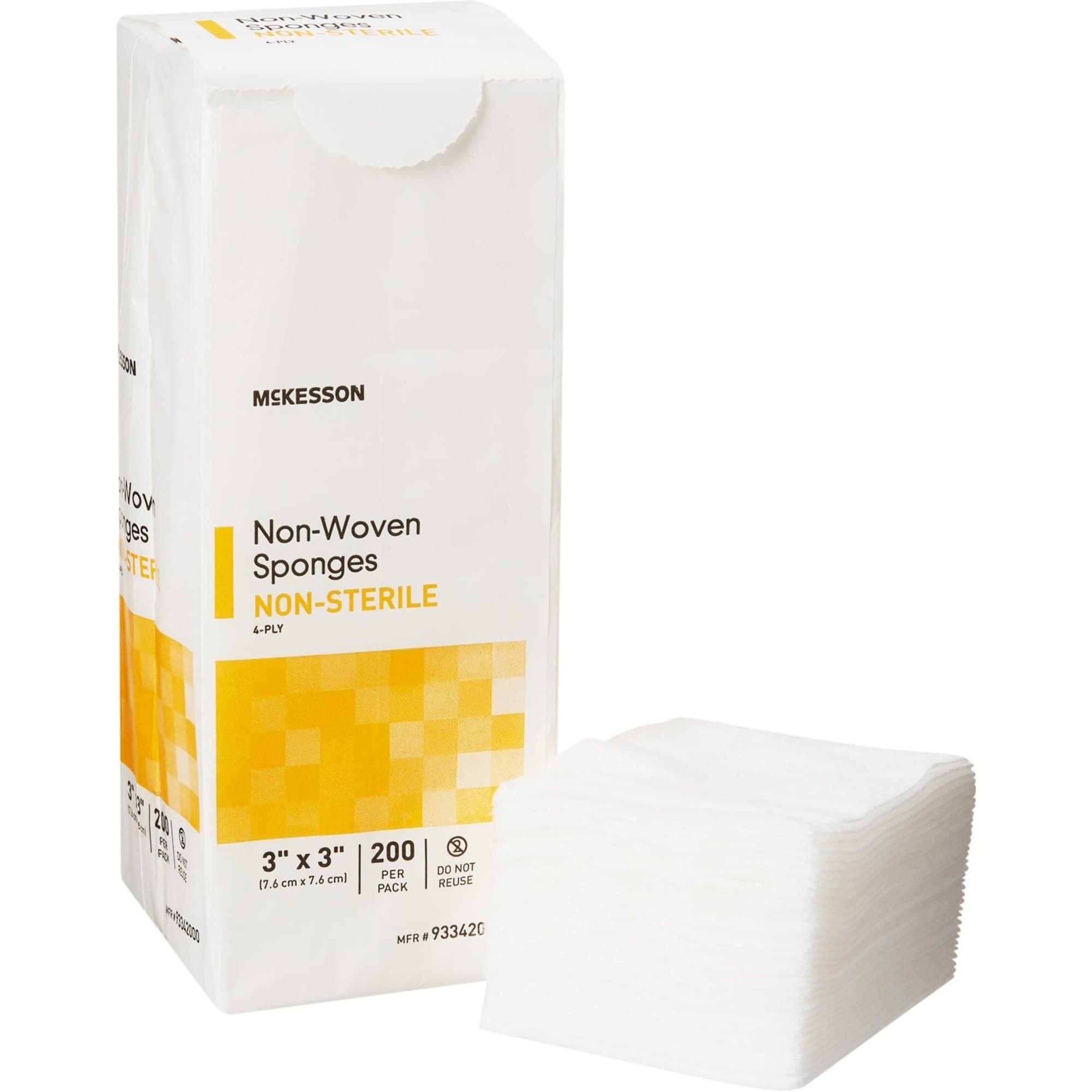 McKesson 4-Ply Non-Woven Sponges, Non-Sterile, 3 X 3 inches