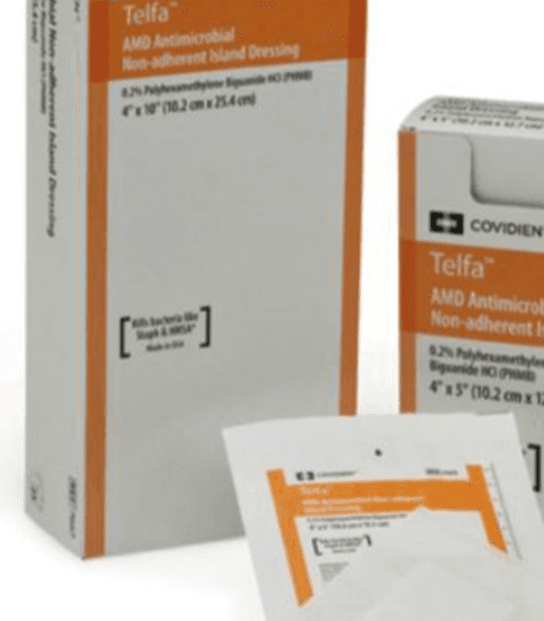 Cardinal Telfa AMD Antimicrobial Island Dressing, Sterile, Non-Adherent, 4 X 10"