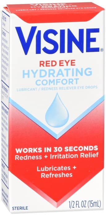 Visine Red Eye Hydrating Comfort Lubricant/Redness Reliever Eye Drops, 0.5 Oz