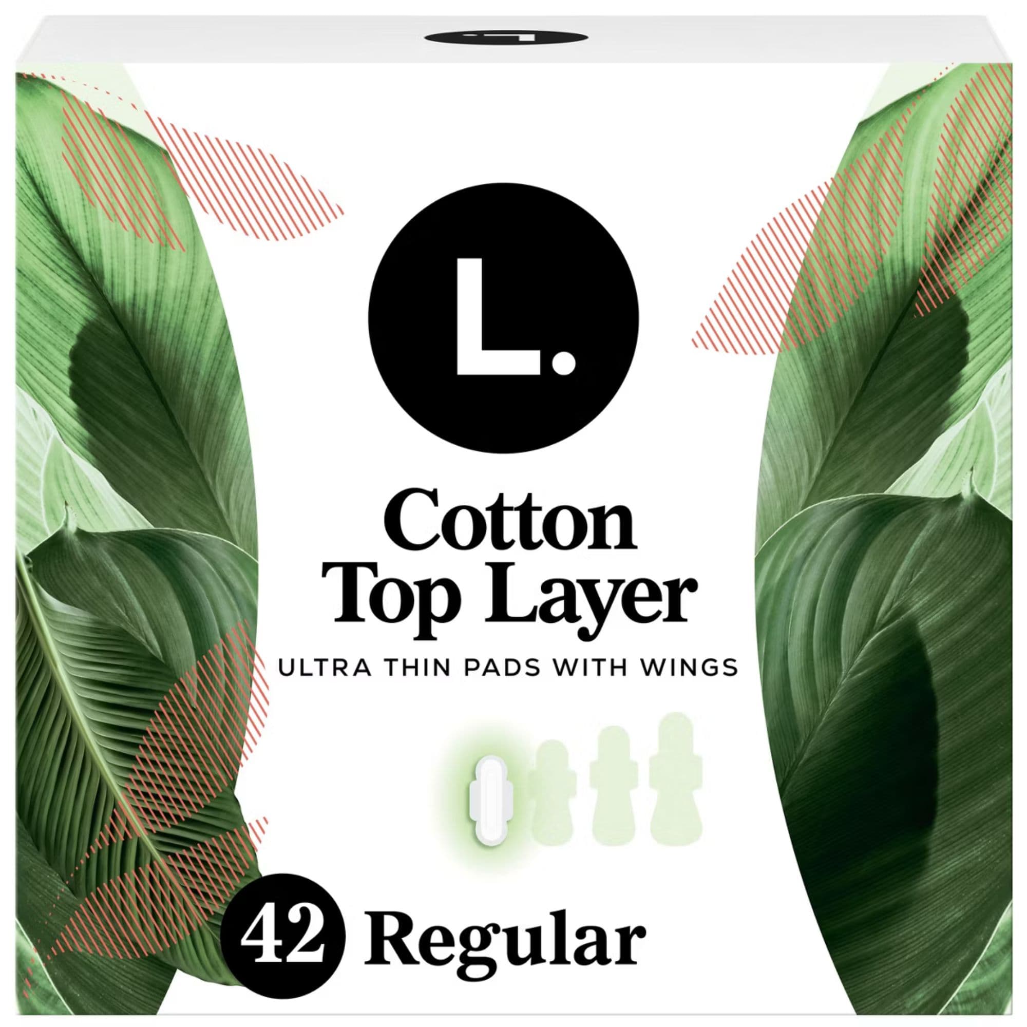 L. Chlorine Free Ultra Thin Pads with Wings, Regular Absorbency