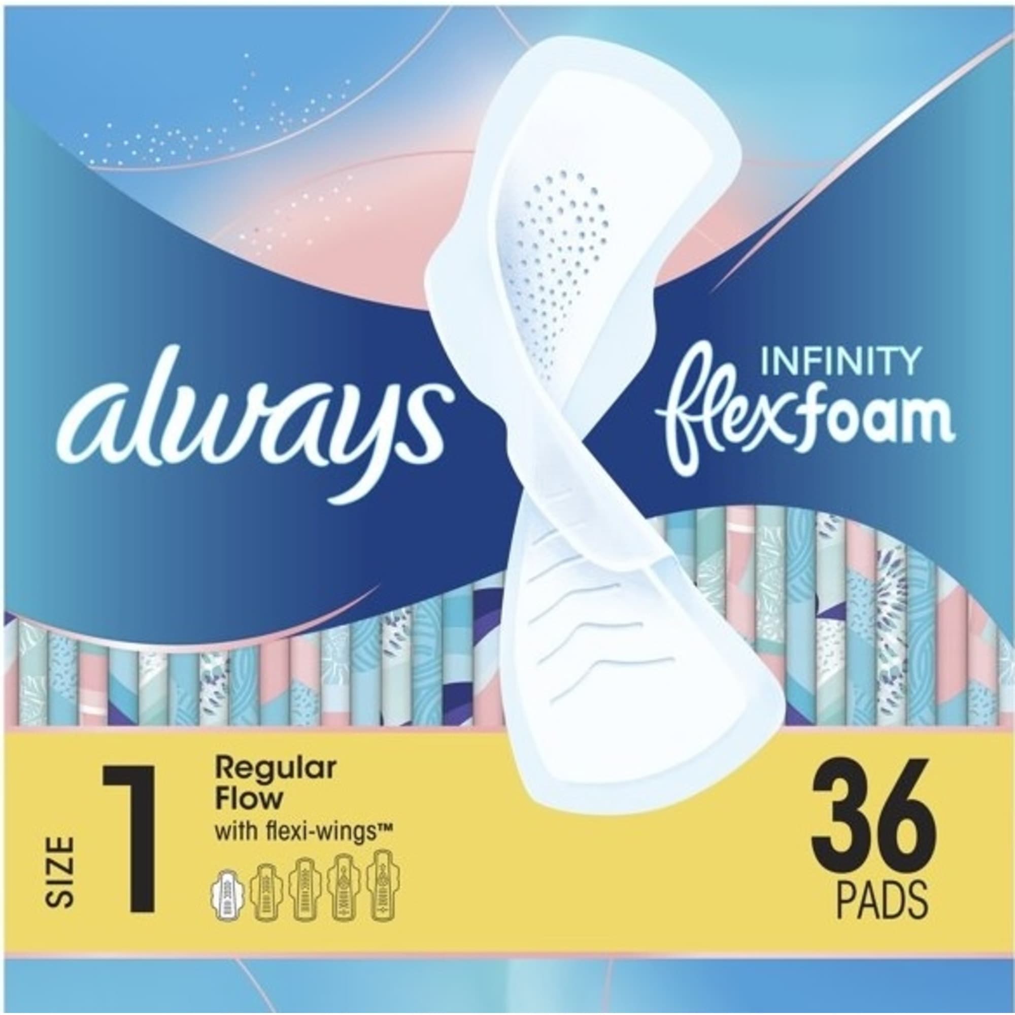 Always Infinity Pads with Wings, Size 1, Unscented, Regular Absorbency