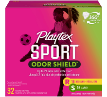 Playtex Sport Odor Shield Tampons Multipack, Regular & Super Absorbencies