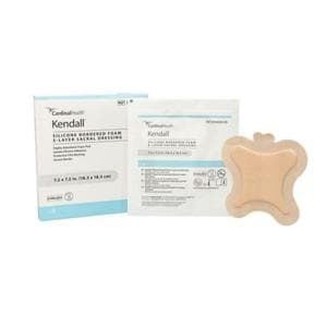 Cardinal Health Kendall Silicone Bordered 5-Layer Foam Sacral Dressing, Small, 7.2 X 7.2"