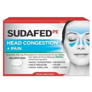 Sudafed PE Head Congestion + Pain Relief, 20 Tablets