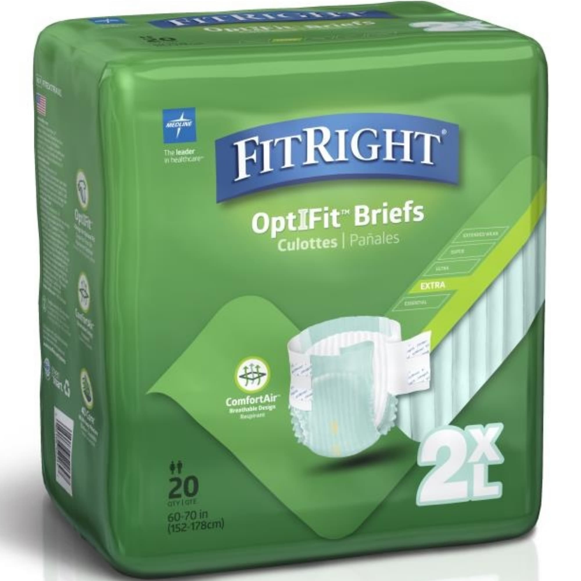 FitRight OptiFit Extra Incontinence Briefs with Center Tab, Heavy Absorbency