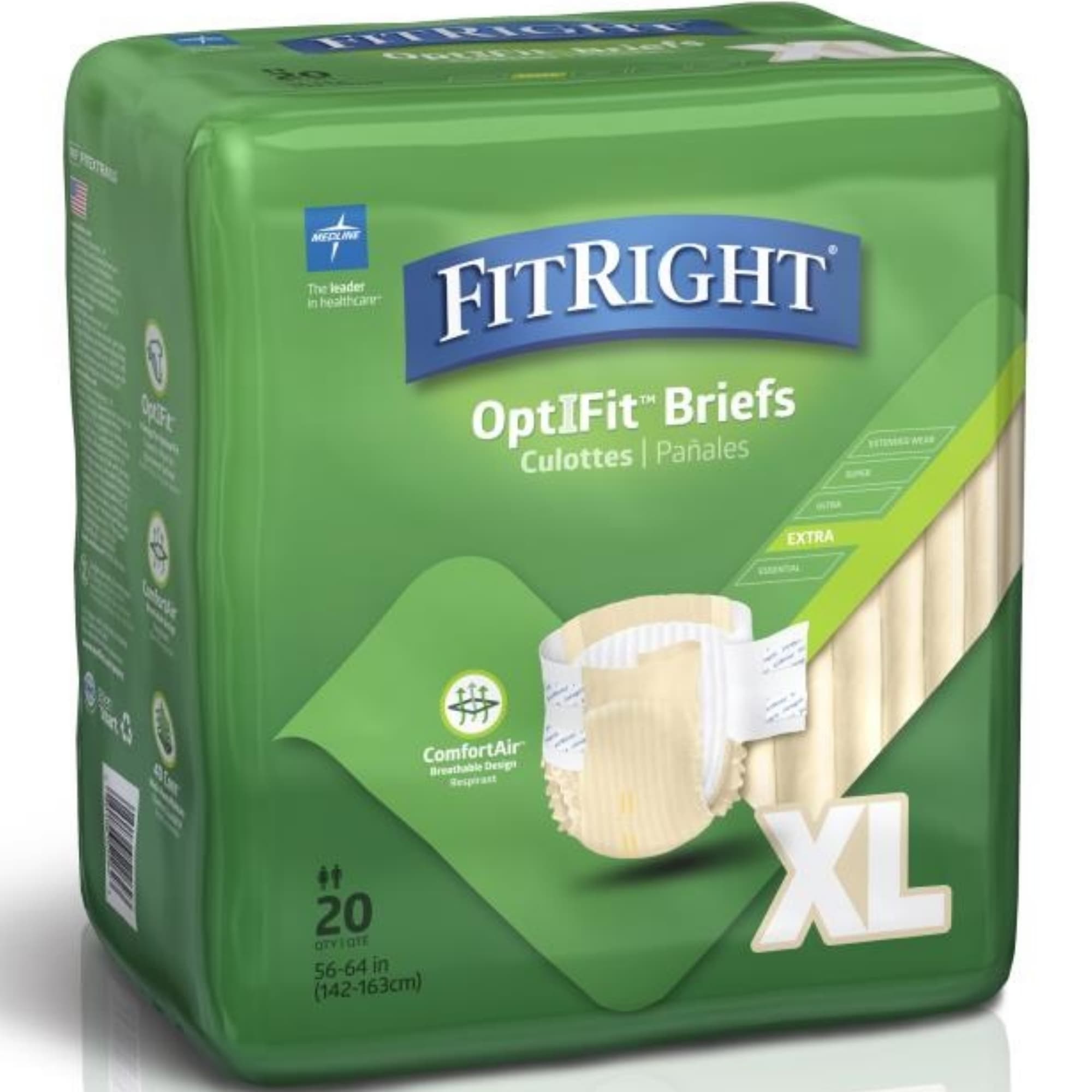 FitRight OptiFit Extra Incontinence Briefs with Center Tab, Heavy Absorbency