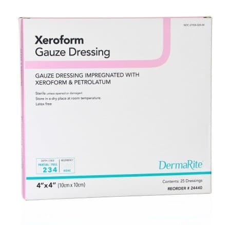 DermaRite Xeroform Impregnated Gauze Dressing, Sterile, 4 X 4"