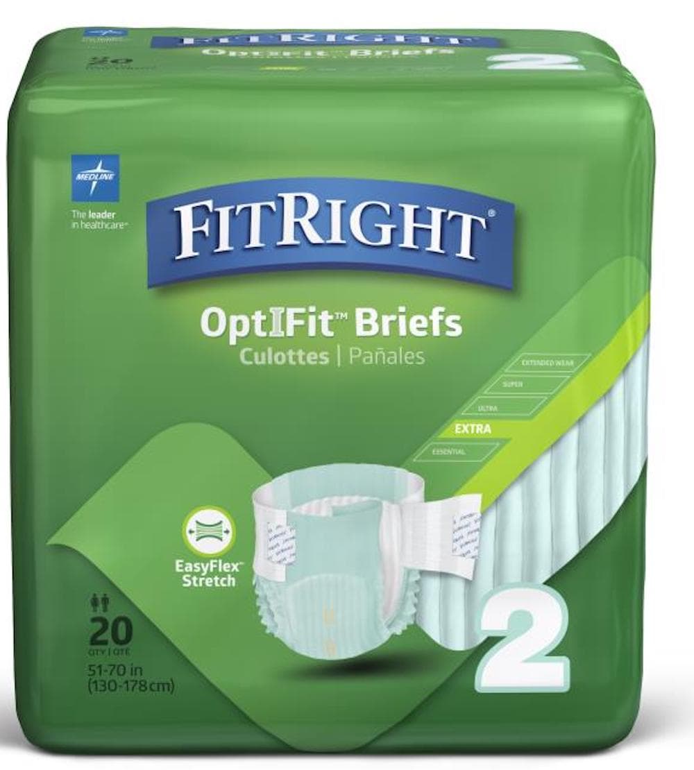 FitRight Extra Stretch Briefs Adult Diapers with Tabs, Moderate Absorbency