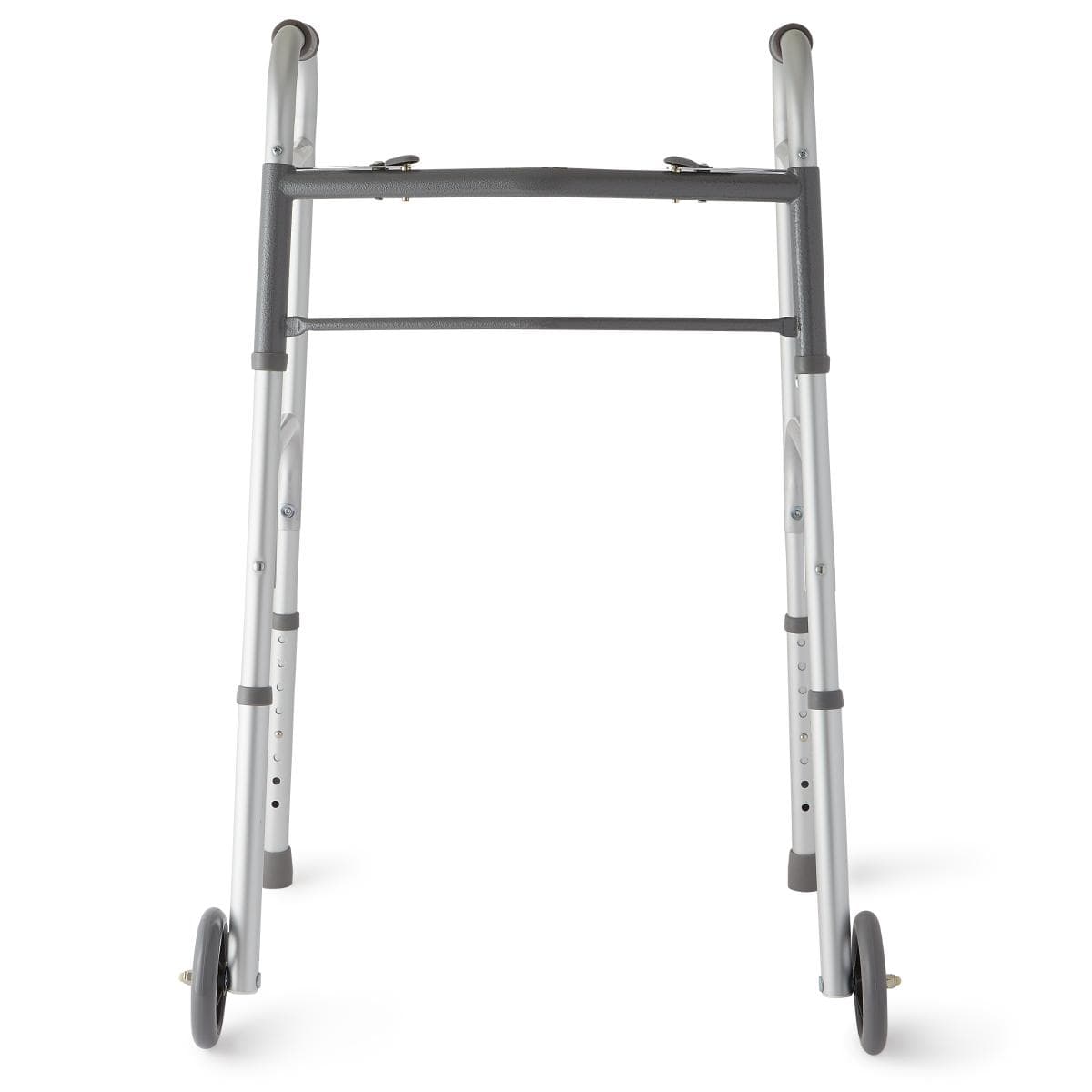 Medline Two-Button Folding Walker, 5" Wheels