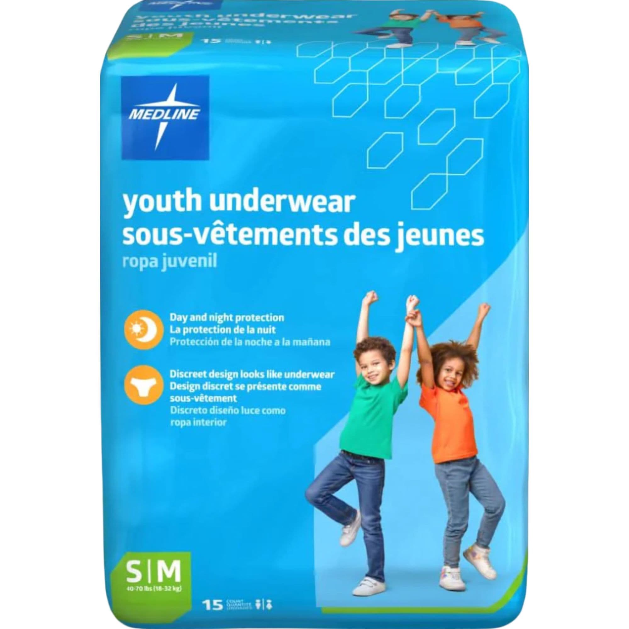 Medline Youth Protective Underwear, Heavy Absorbency