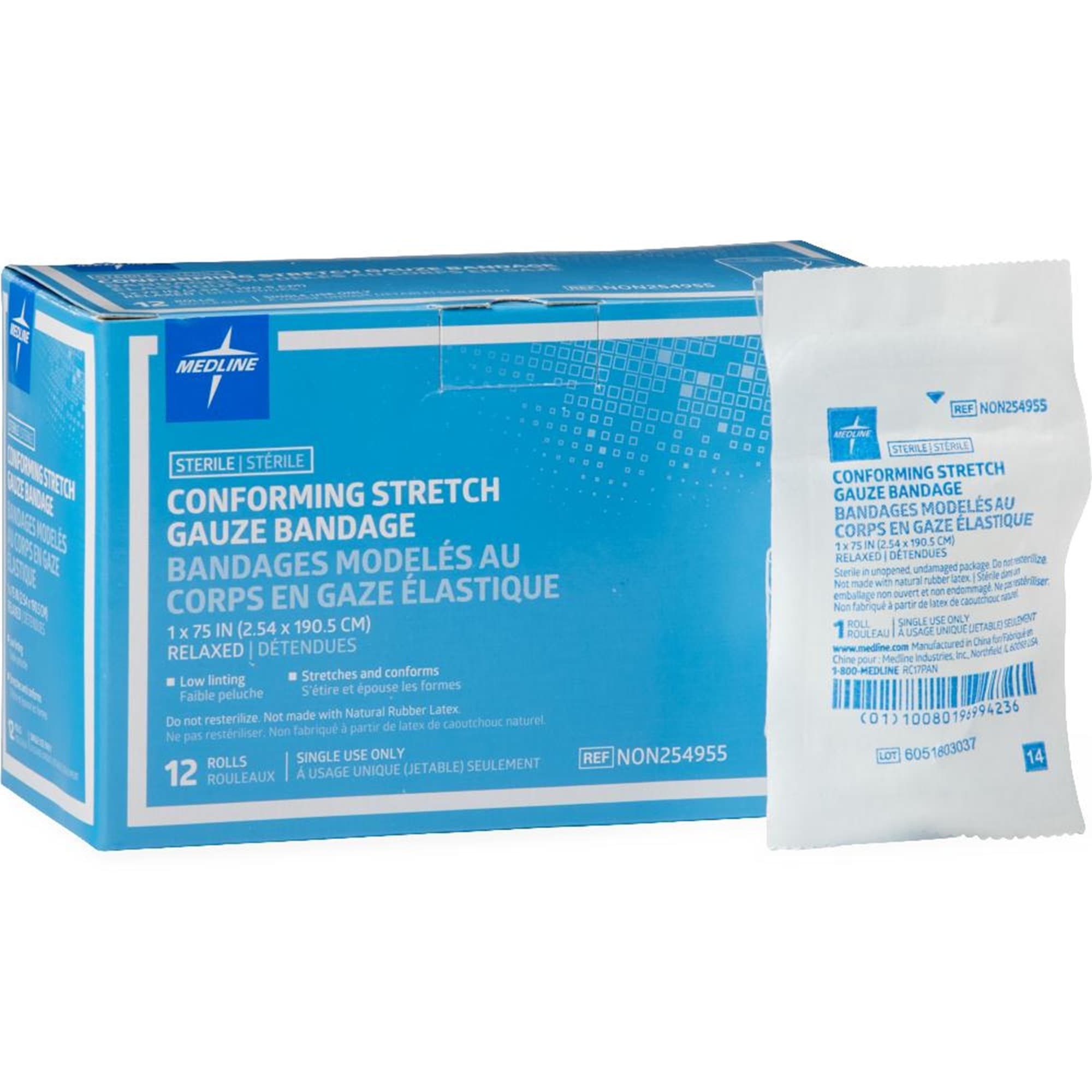 Medline Conforming Stretch Gauze Bandages, Heavy Weight