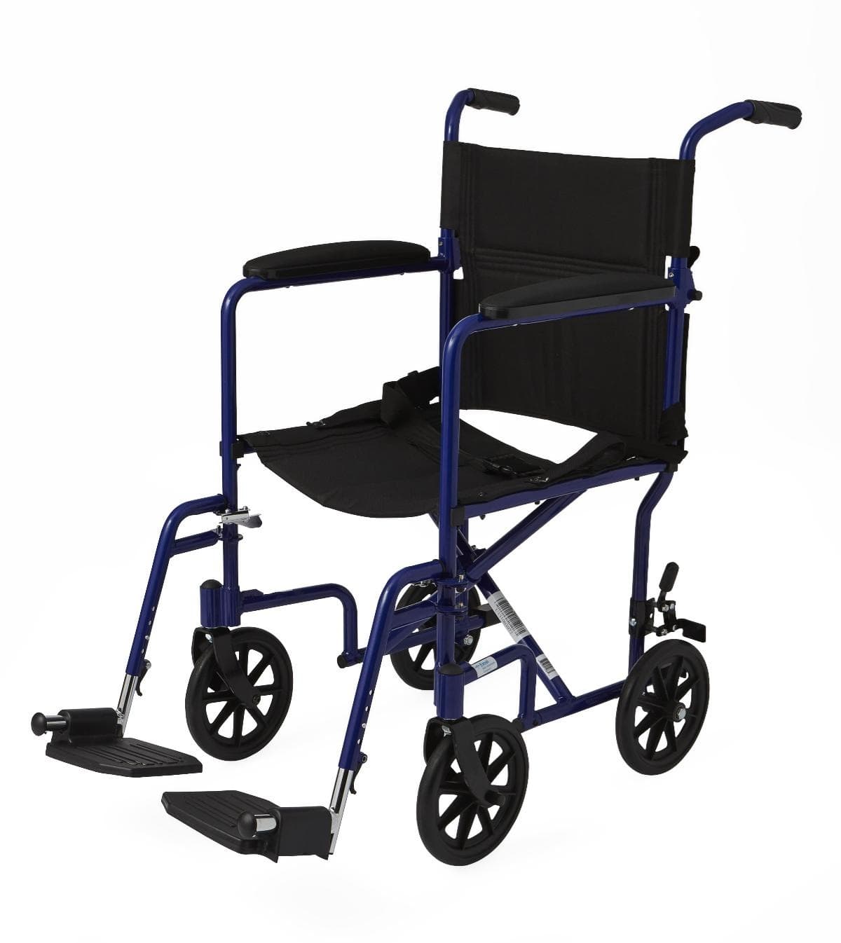 Medline Basic Transport Chair, Permanent Armrests, Detachable Swing-Away Footrests, 8"