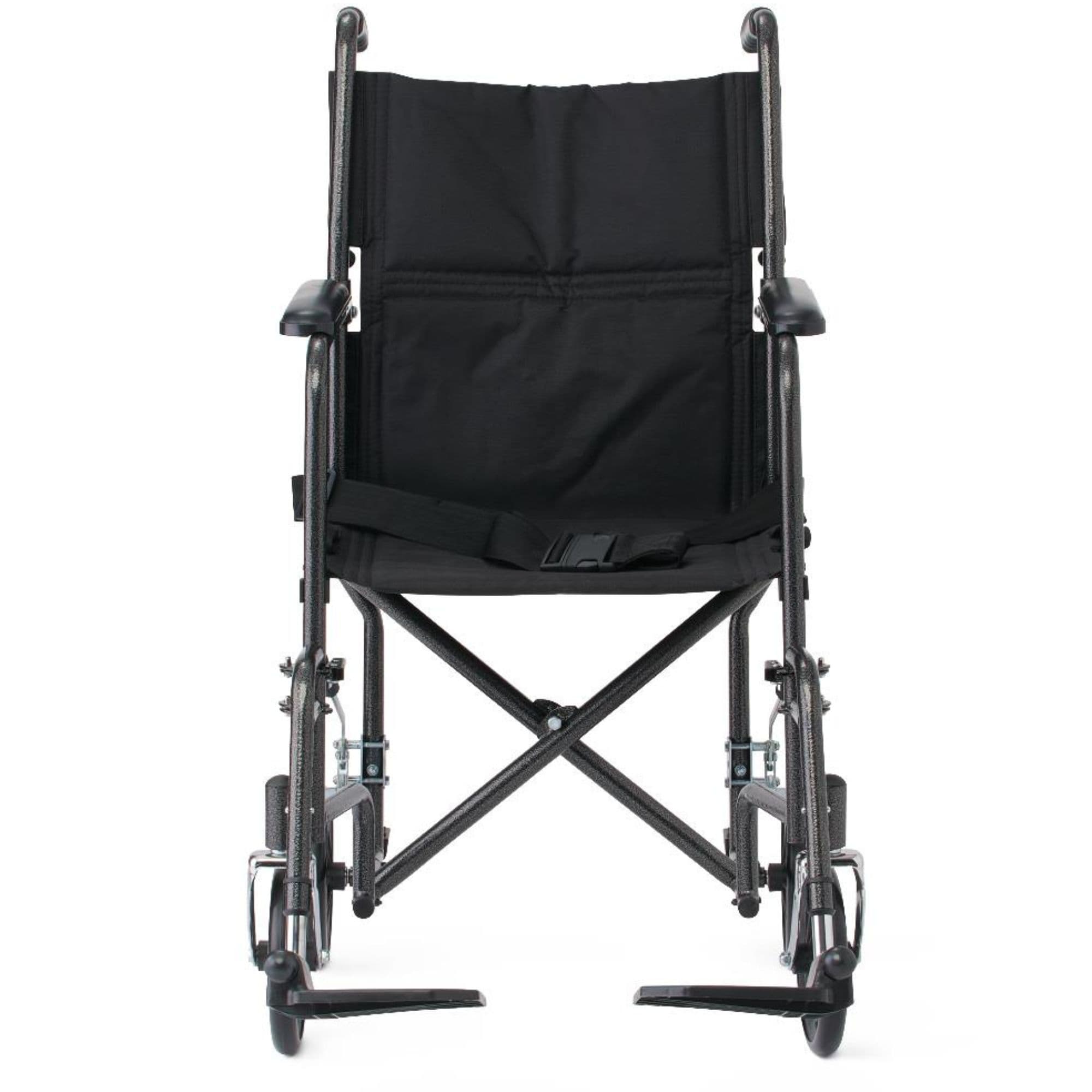 Medline Basic Steel Transport Chair, Swing-Away Footrests, 8"