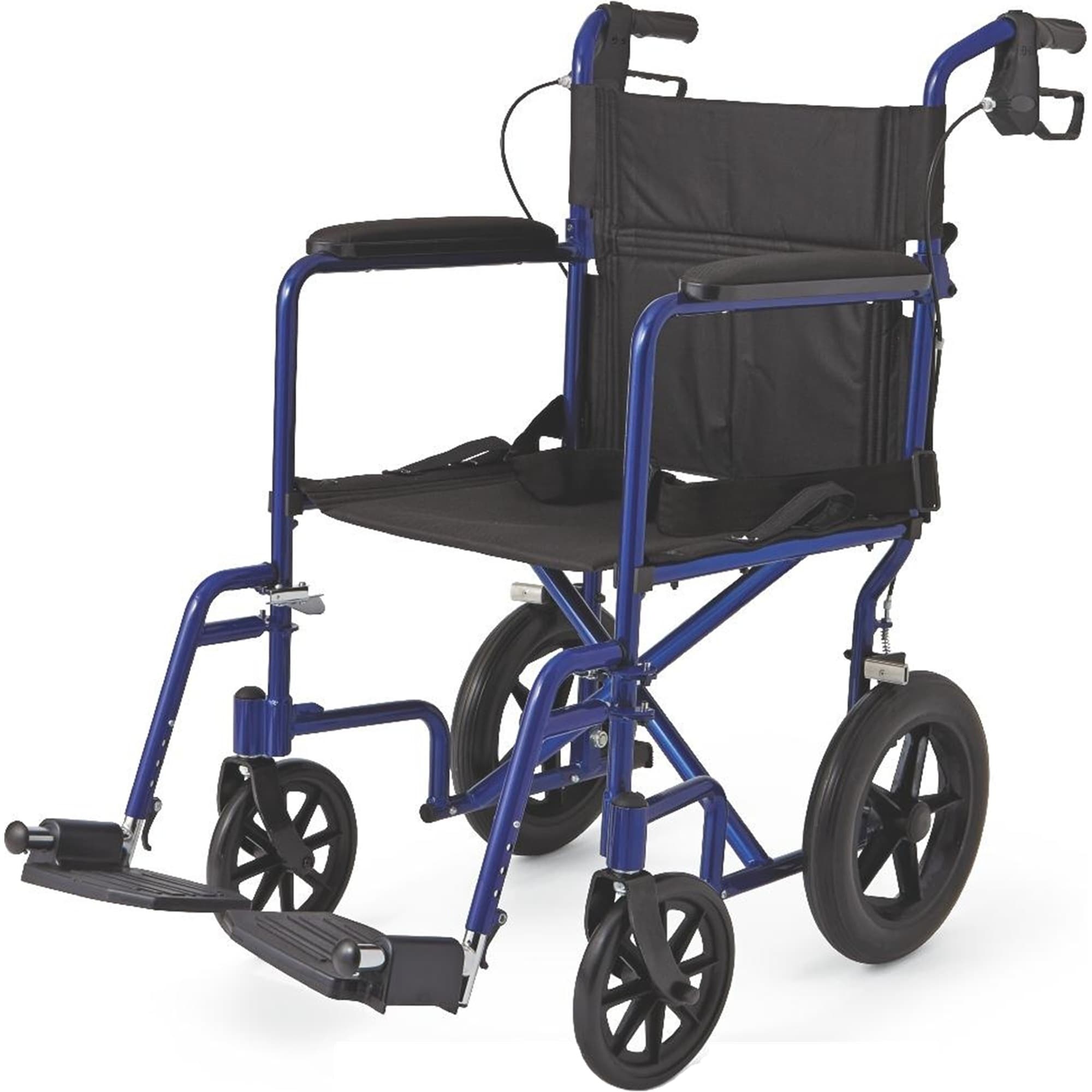 Medline Basic Aluminum Transport Chair, Permanent Full-Length Arms, Swing-Away Footrests, 12'