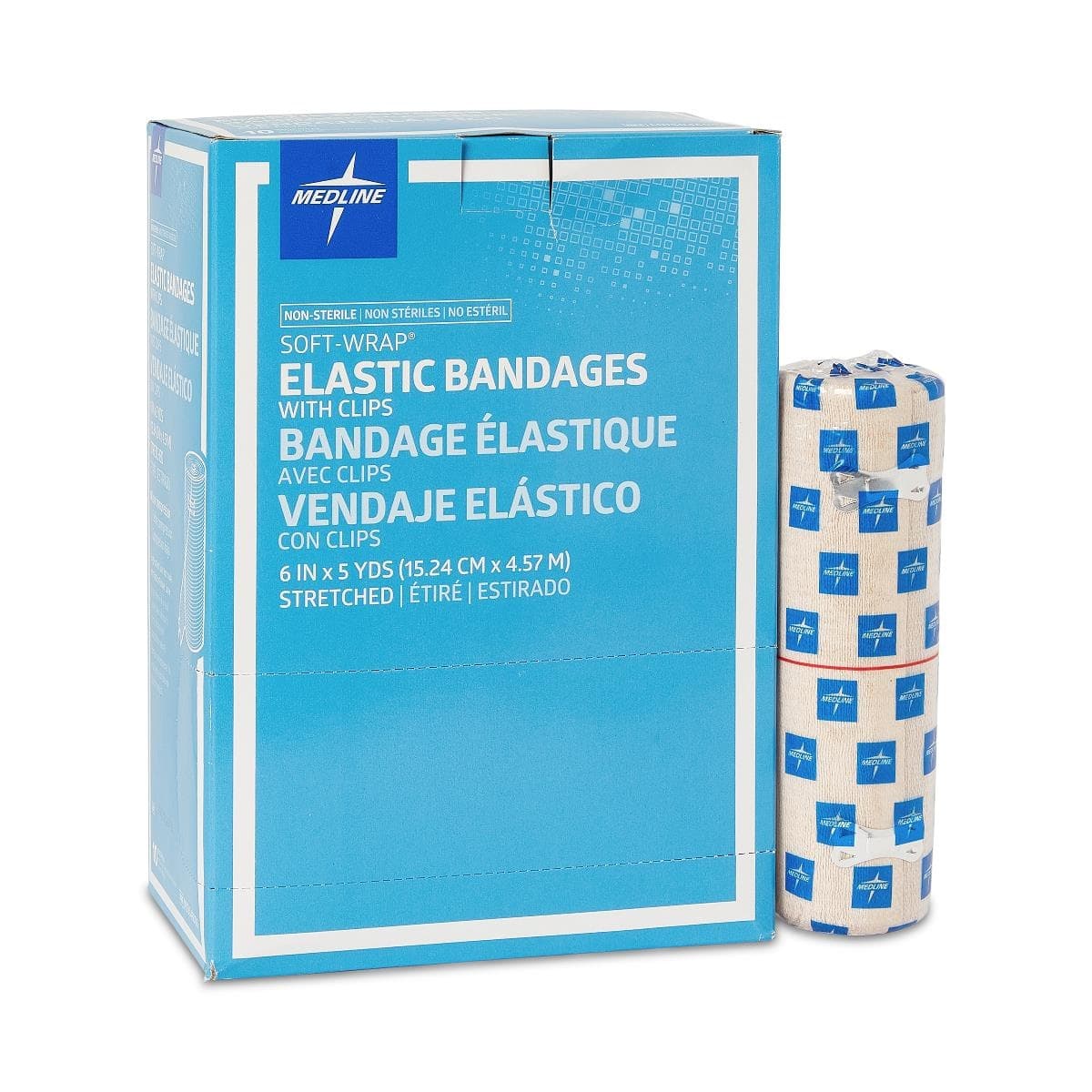 Medline Soft-Wrap Elastic Bandages with Clips, Non-Sterile