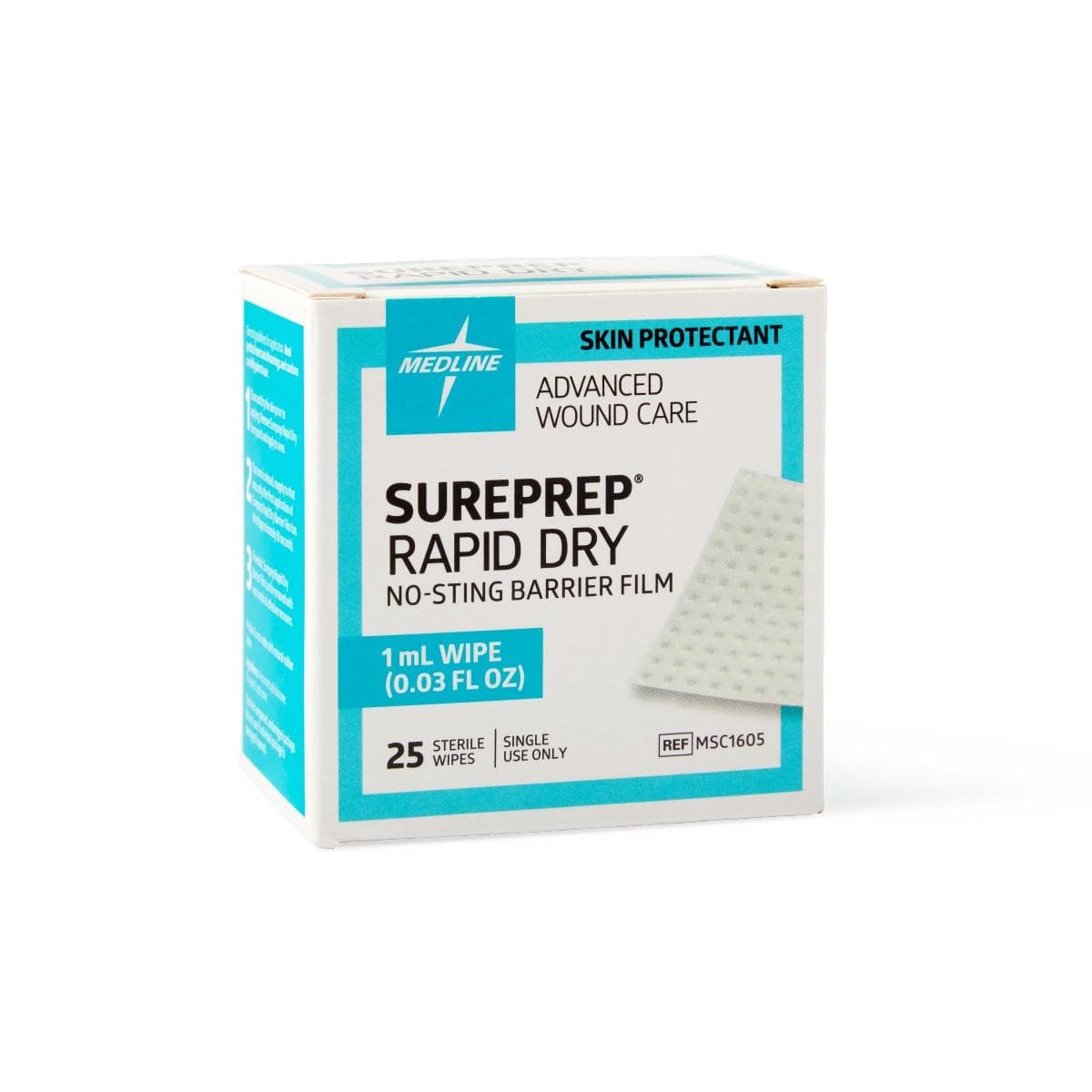 Medline SurePrep Rapid-Dry No-Sting Barrier Film, 1 mL Wipe