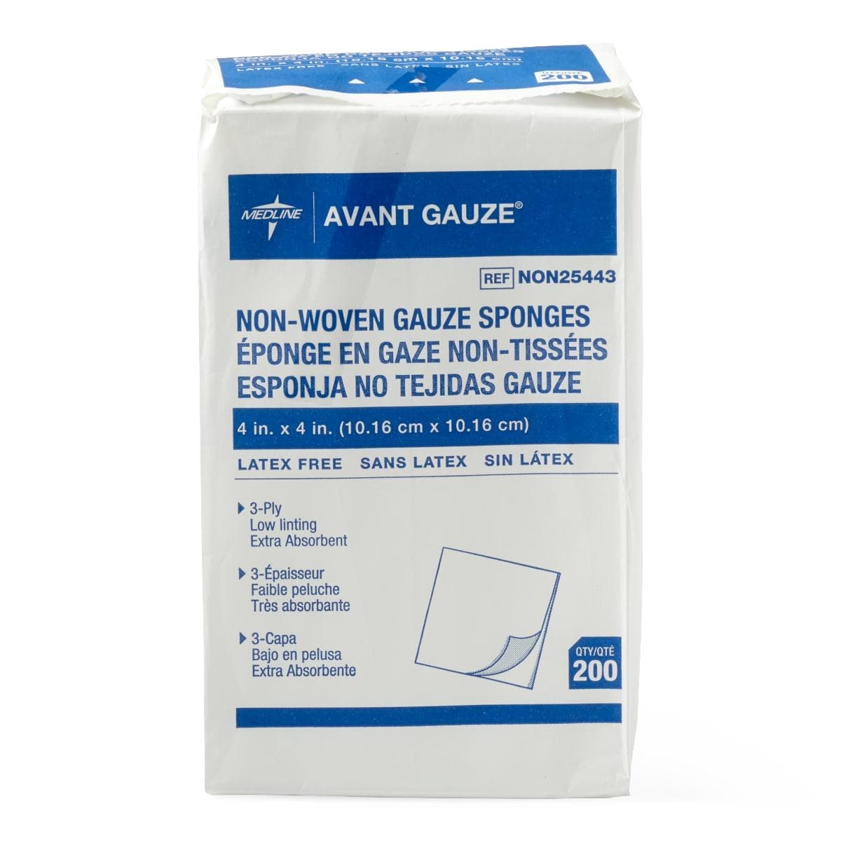 Medline Non-Sterile Non-Woven Gauze 3-Ply Sponges
