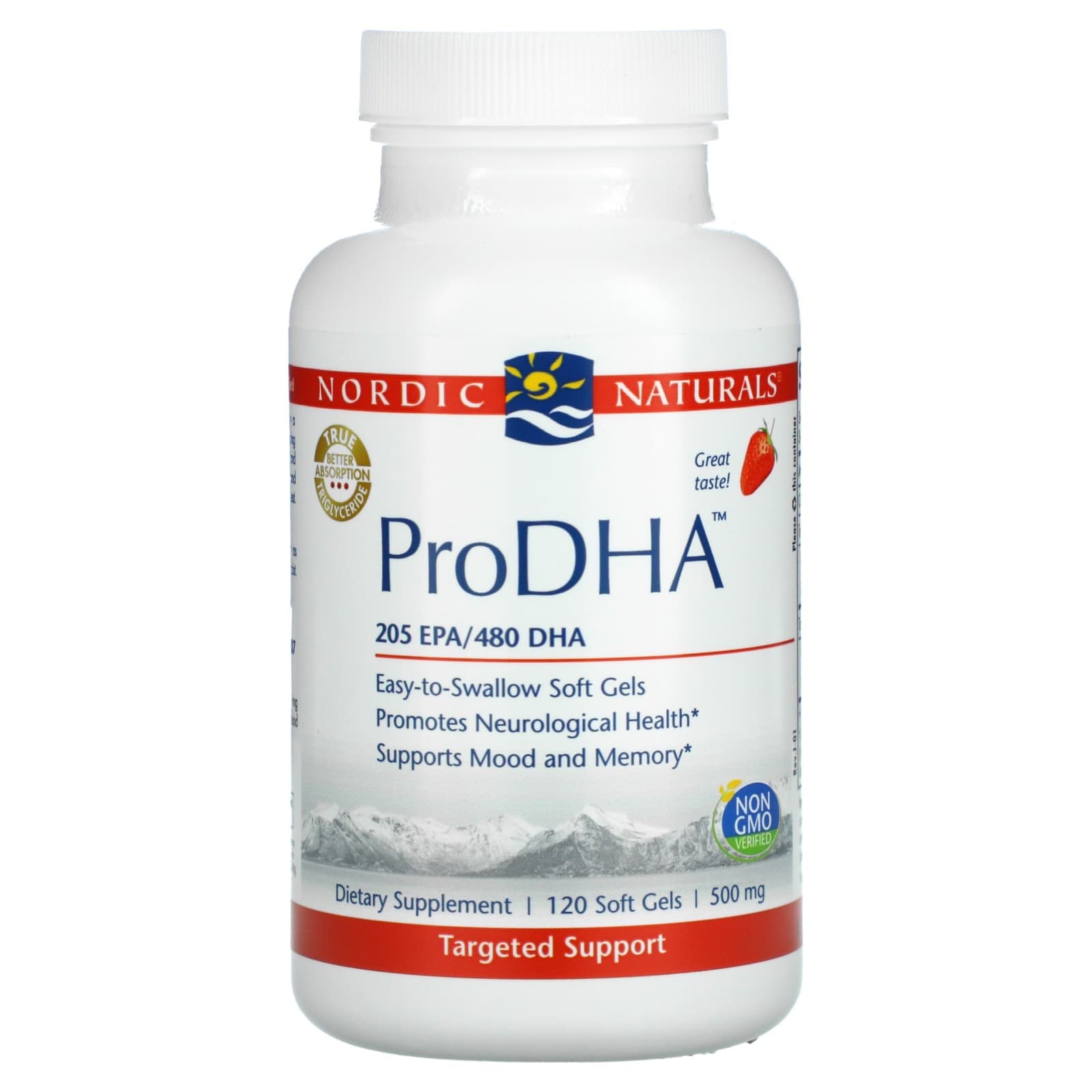 Nordic Naturals ProDHA, Strawberry Flavor, 120 Soft Gels
